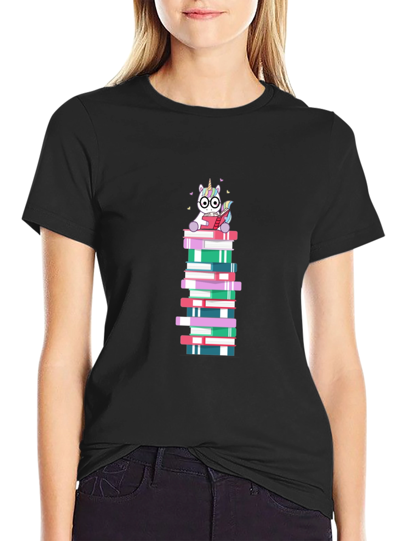 Unicorn Reading on Books T-Shirt