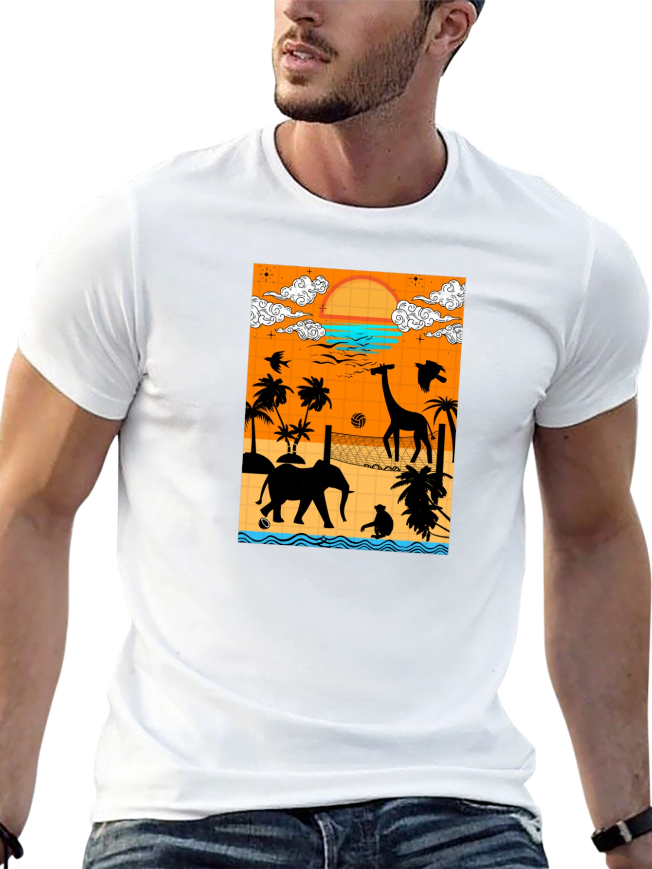 Tropical Beach Silhouette Graphic Tee