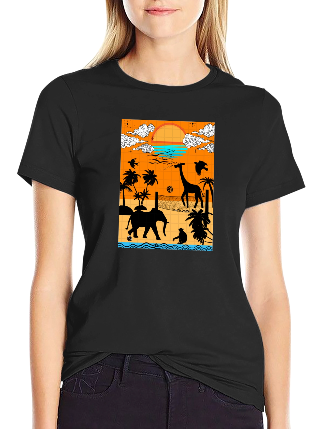 Tropical Beach Silhouette Graphic Tee