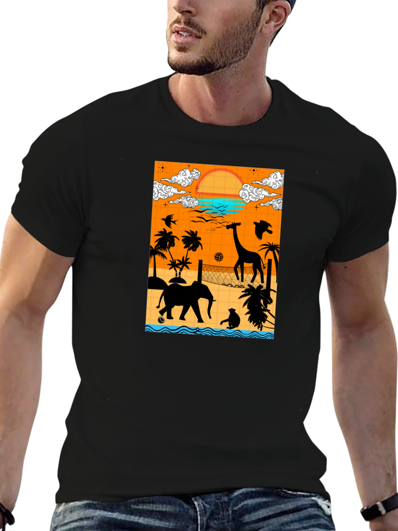 Tropical Beach Silhouette Graphic Tee