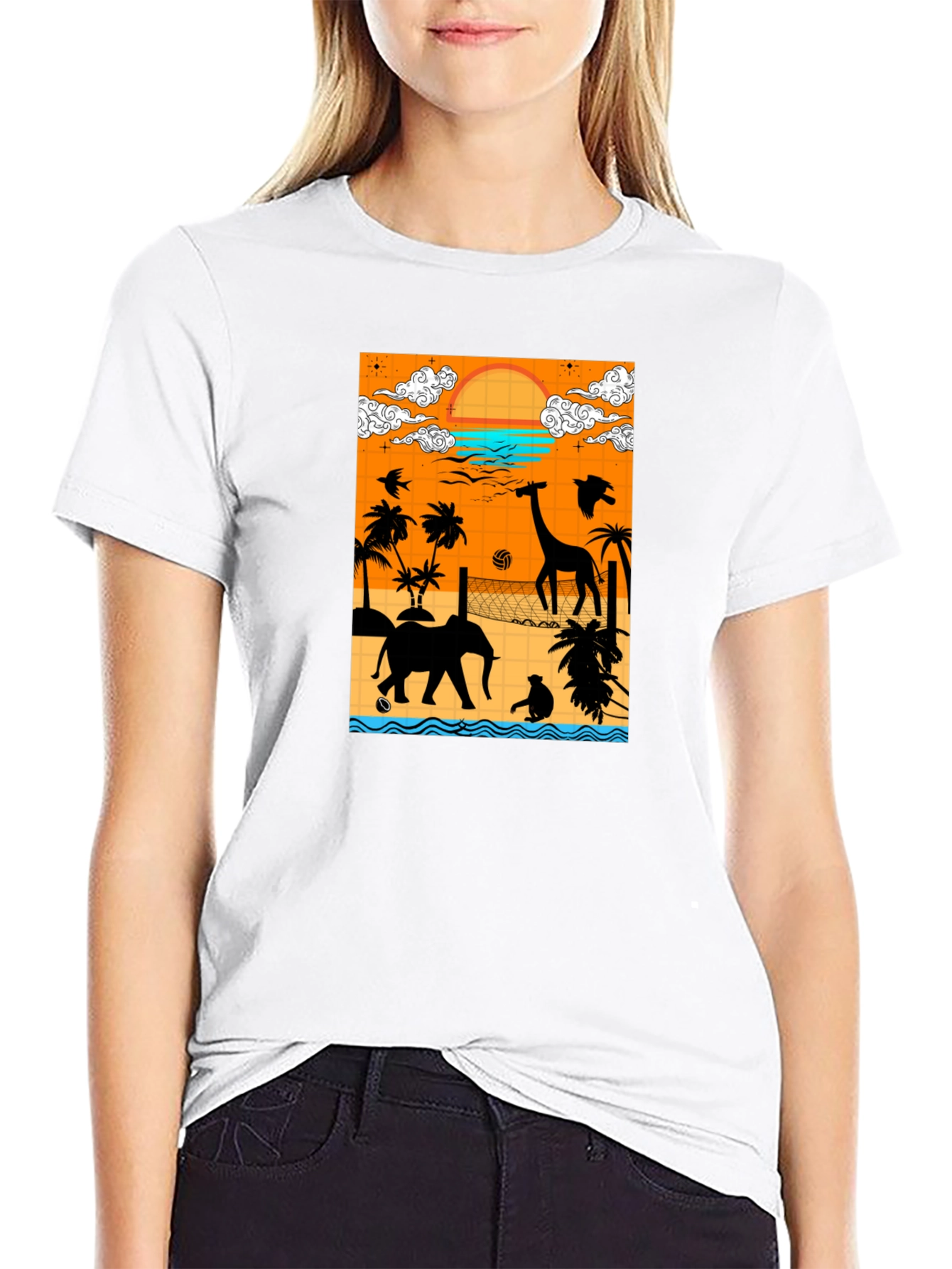 Tropical Beach Silhouette Graphic Tee