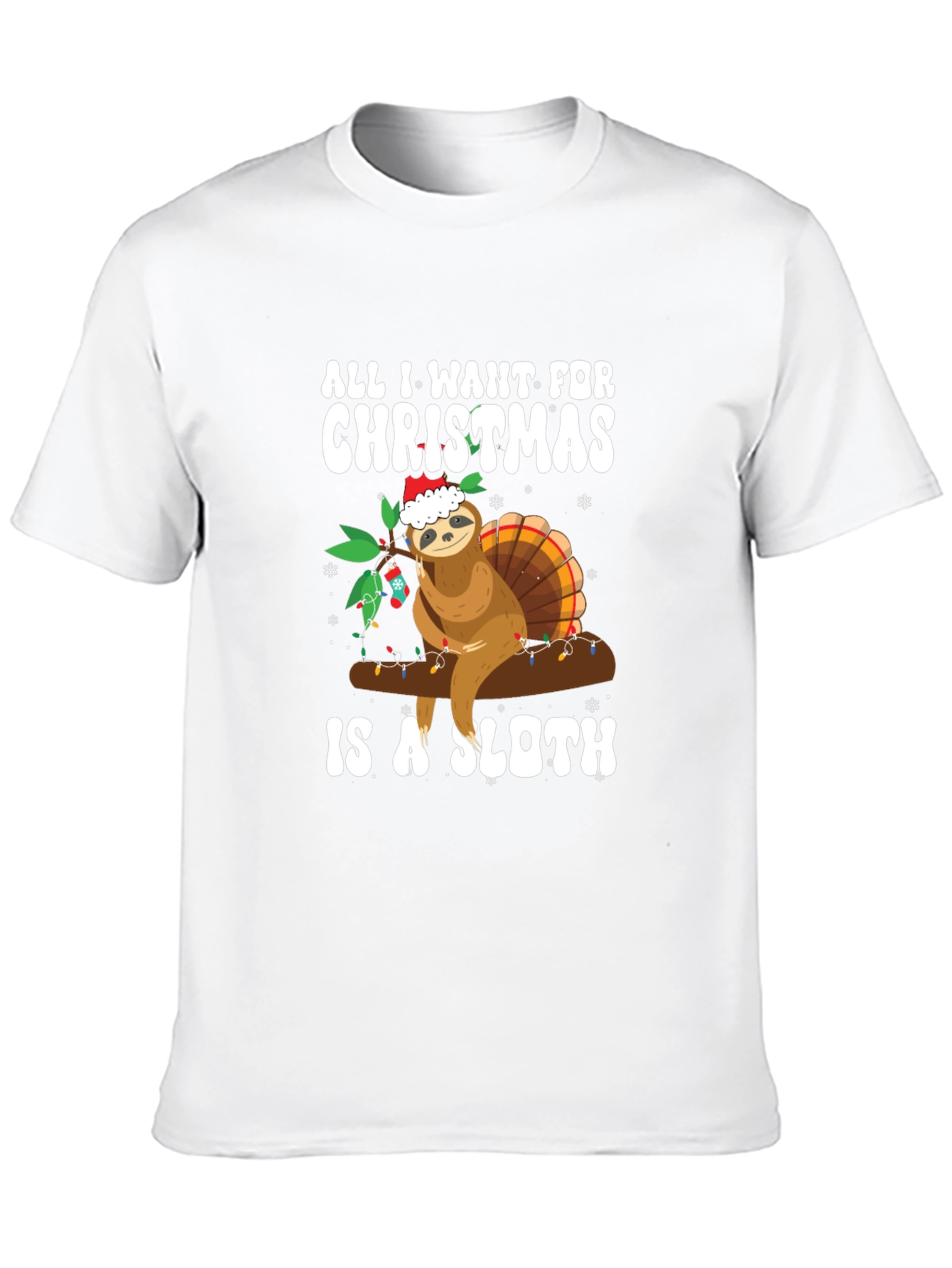 Christmas Sloth Graphic Tee - Holiday Humor