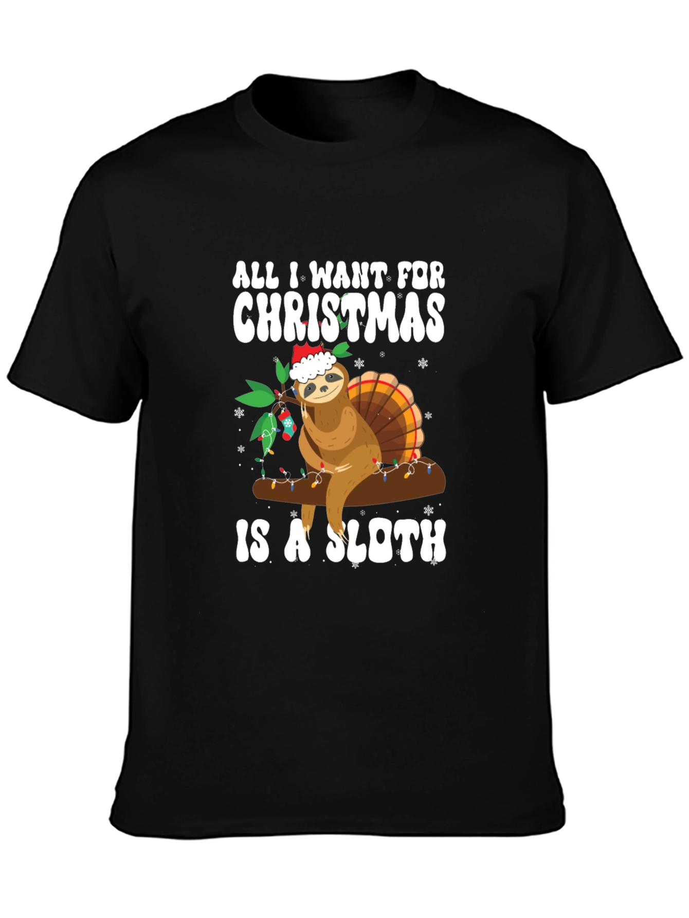 Christmas Sloth Graphic Tee - Holiday Humor