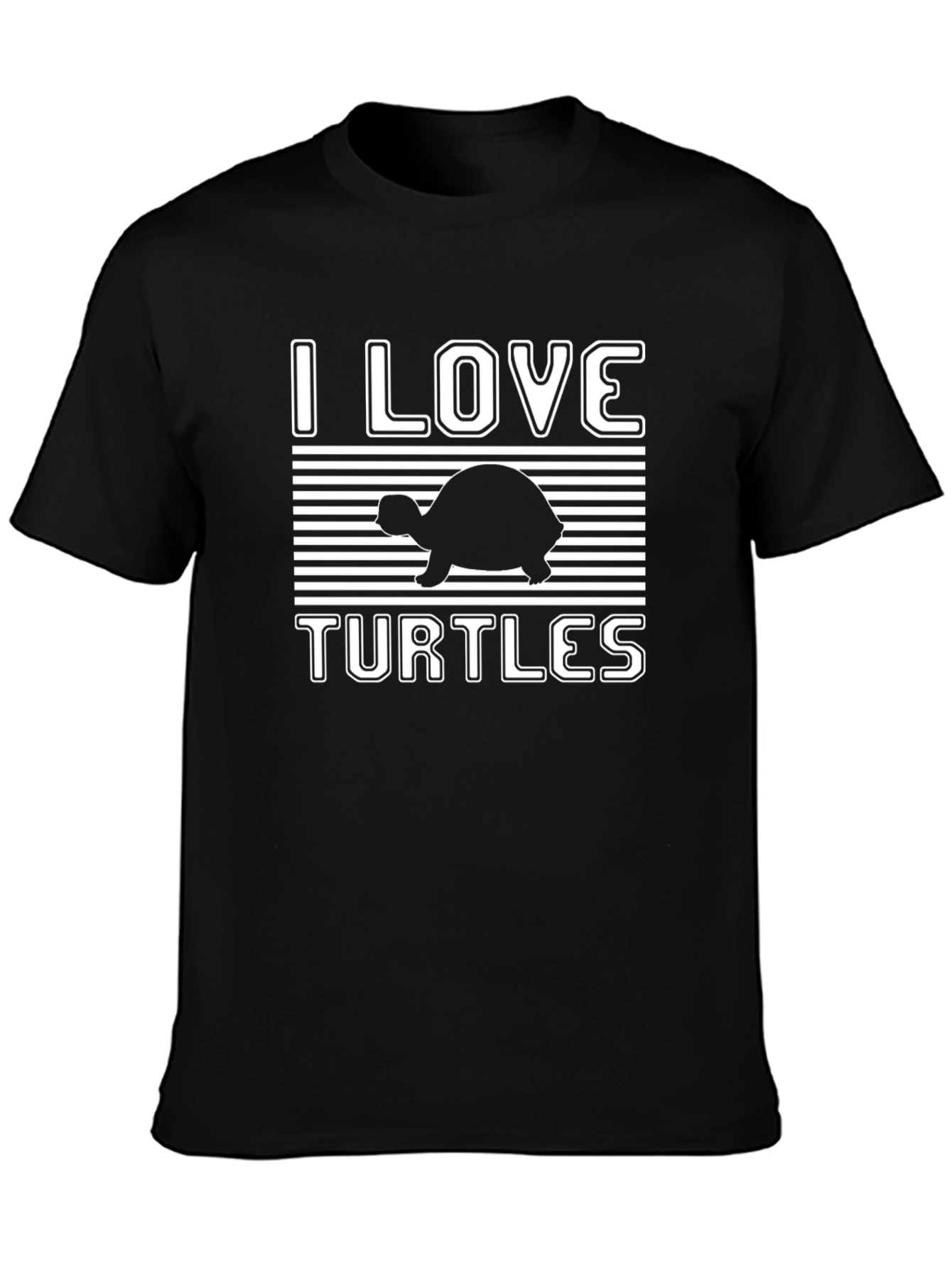 I Love Turtles Graphic T-Shirt Black Cotton Tee