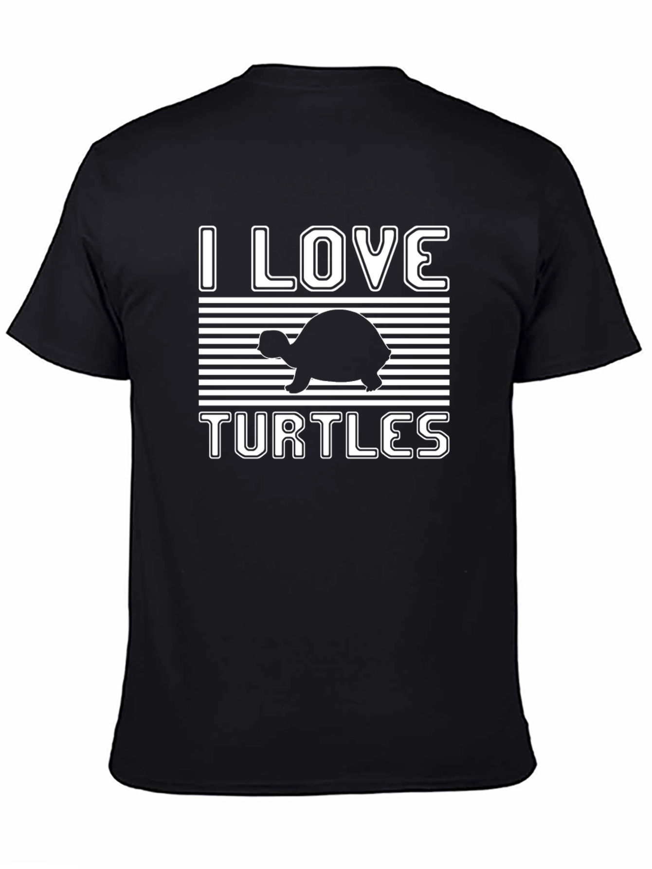 I Love Turtles Graphic T-Shirt Black Cotton Tee
