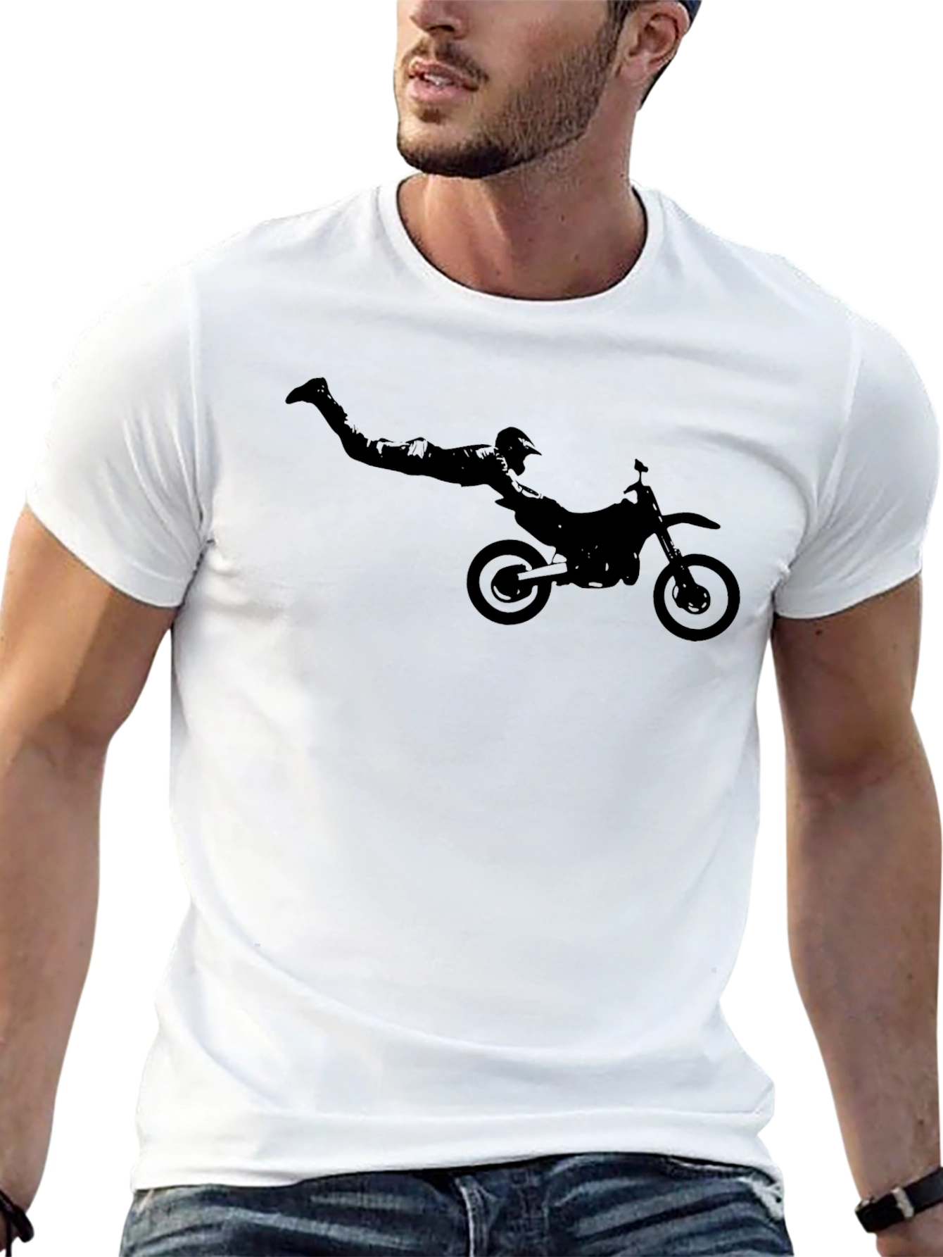 Motocross Stunt T-Shirt - Black Graphic Tee