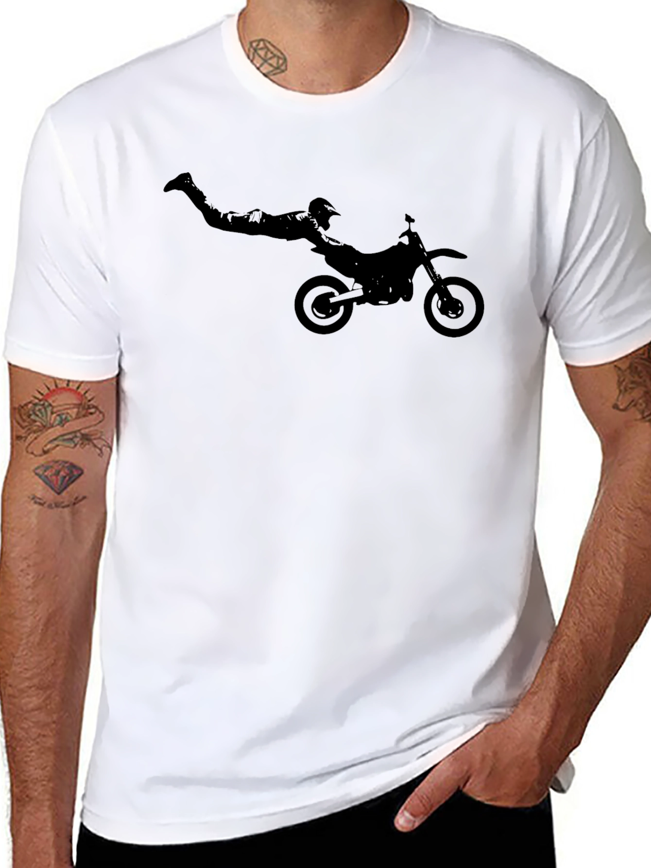 Motocross Stunt T-Shirt - Black Graphic Tee