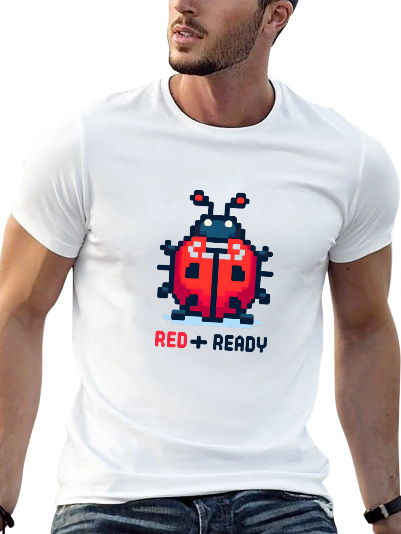 Red Ladybug Pixel Art T-Shirt