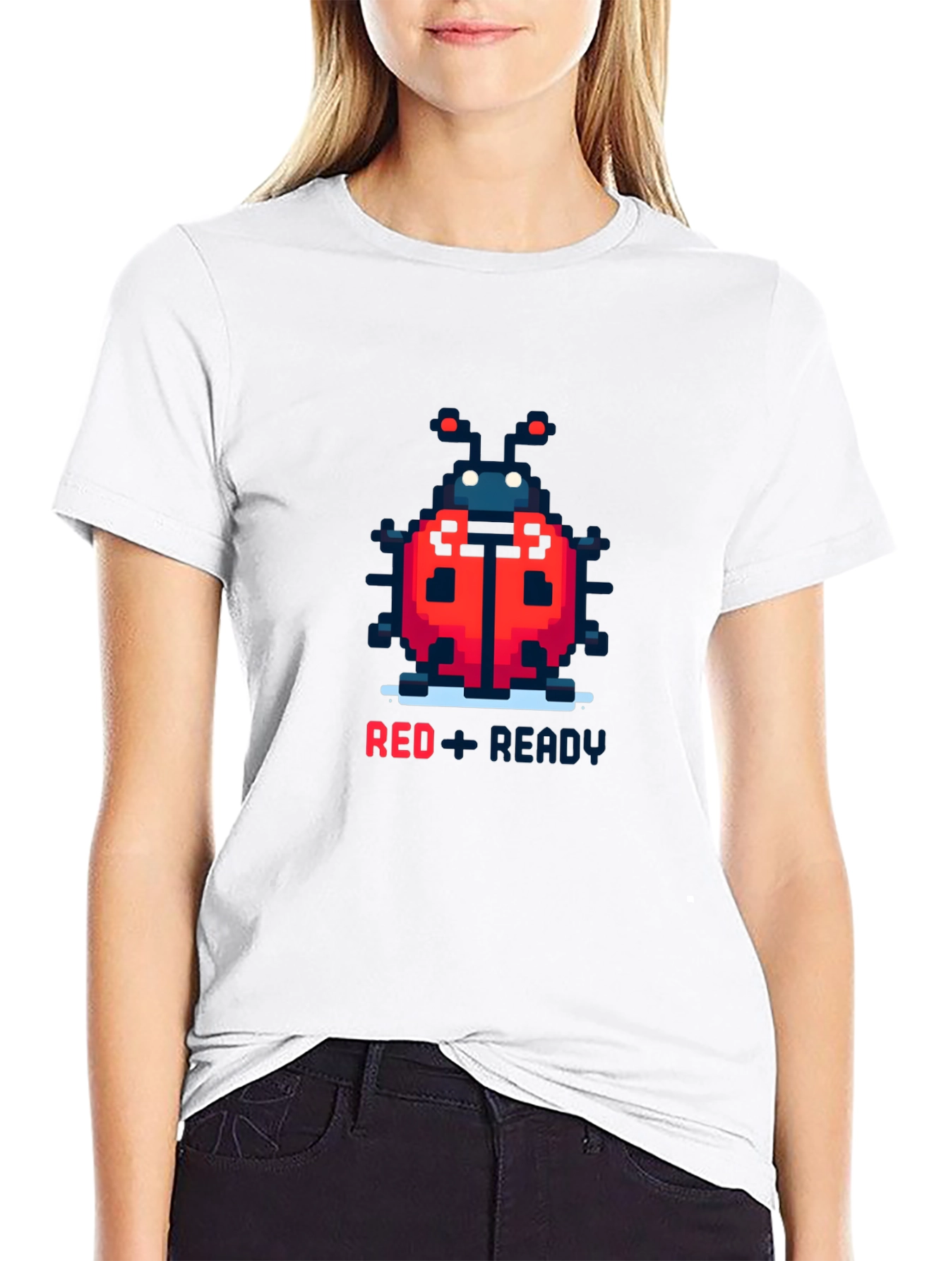 Red Ladybug Pixel Art T-Shirt
