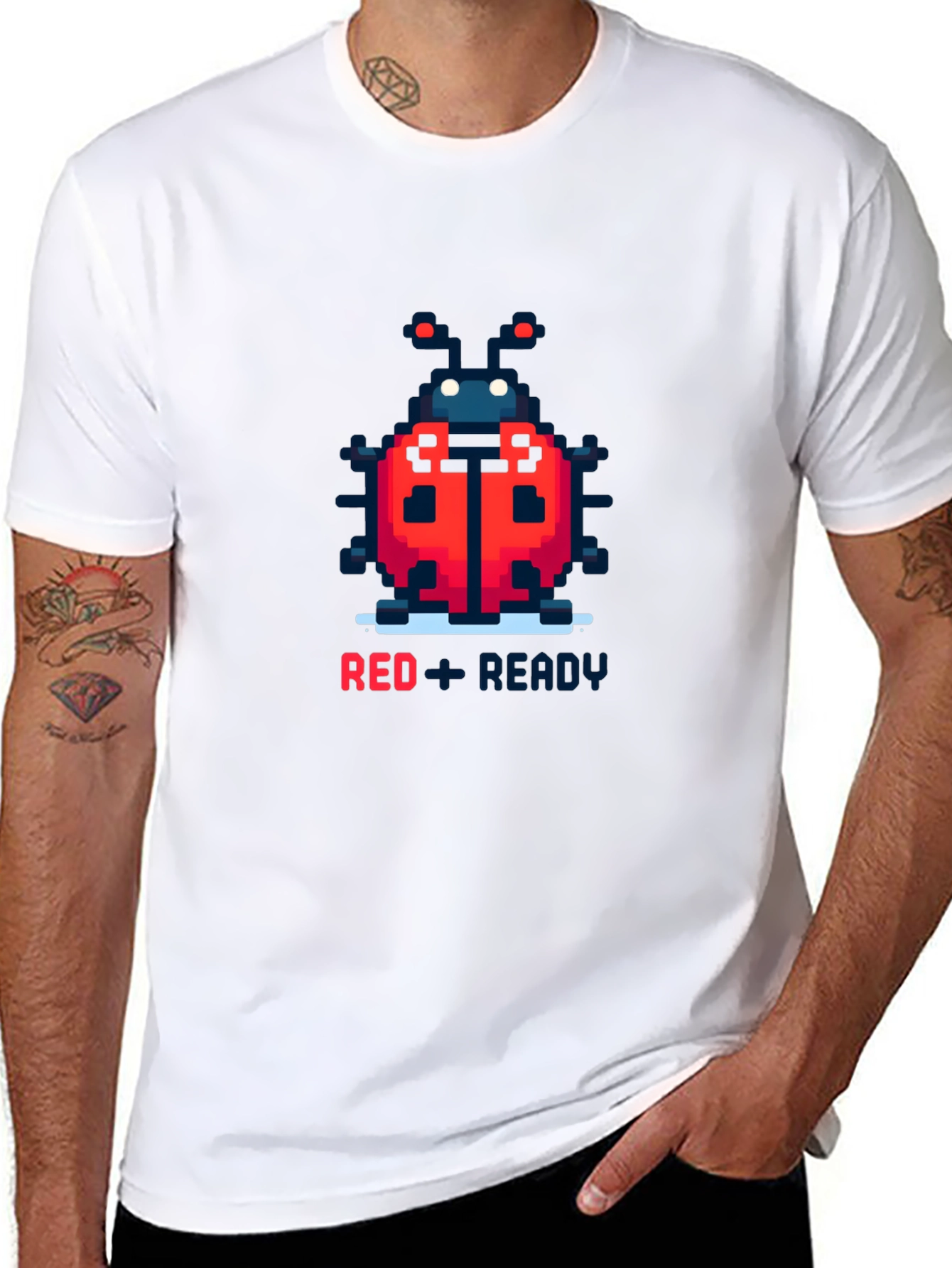 Red Ladybug Pixel Art T-Shirt