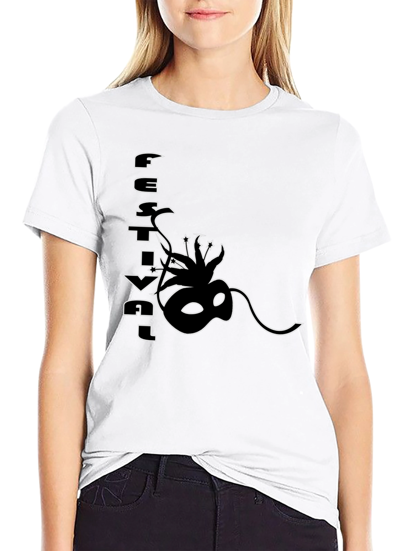 Festival Mask Graphic Black T-Shirt