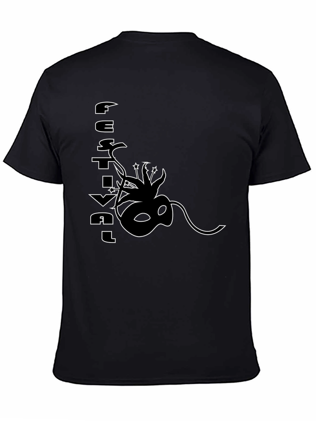Festival Mask Graphic Black T-Shirt