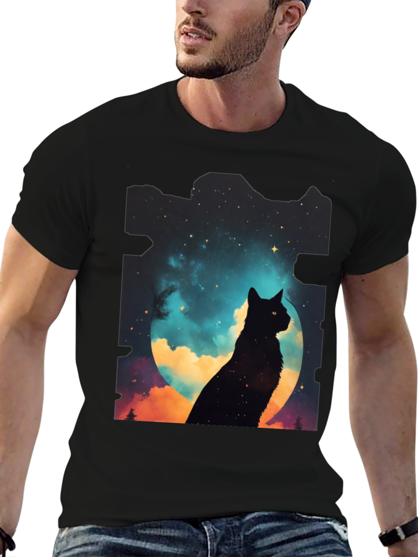 Celestial Cat Silhouette Tee