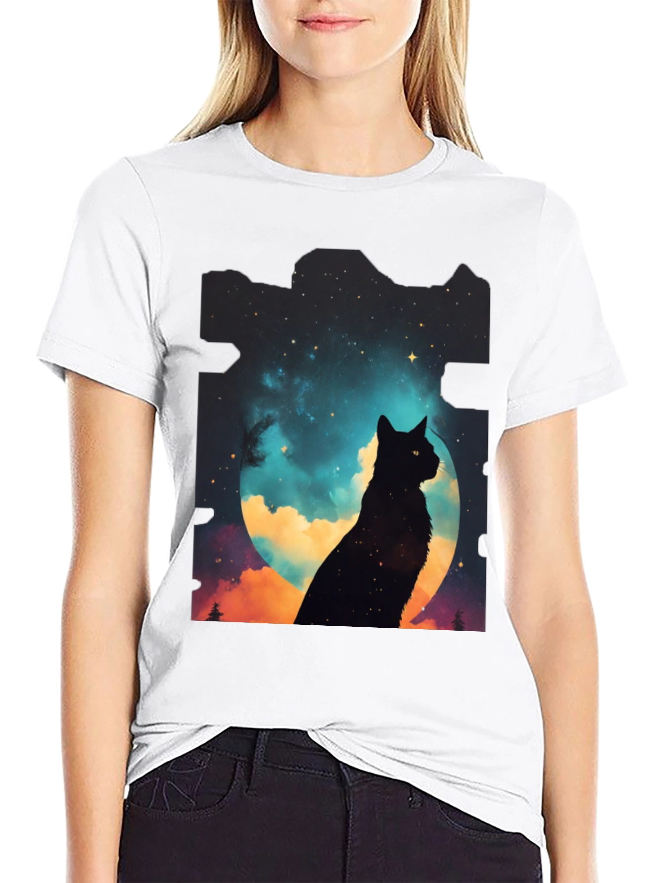 Celestial Cat Silhouette Tee