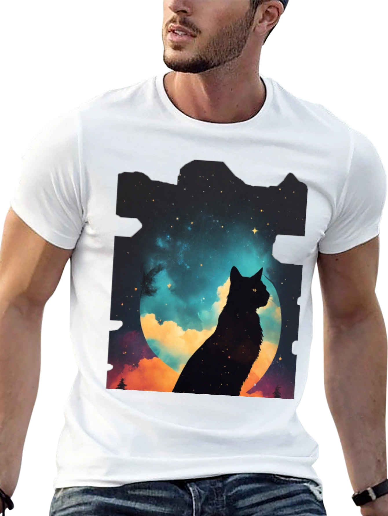 Celestial Cat Silhouette Tee