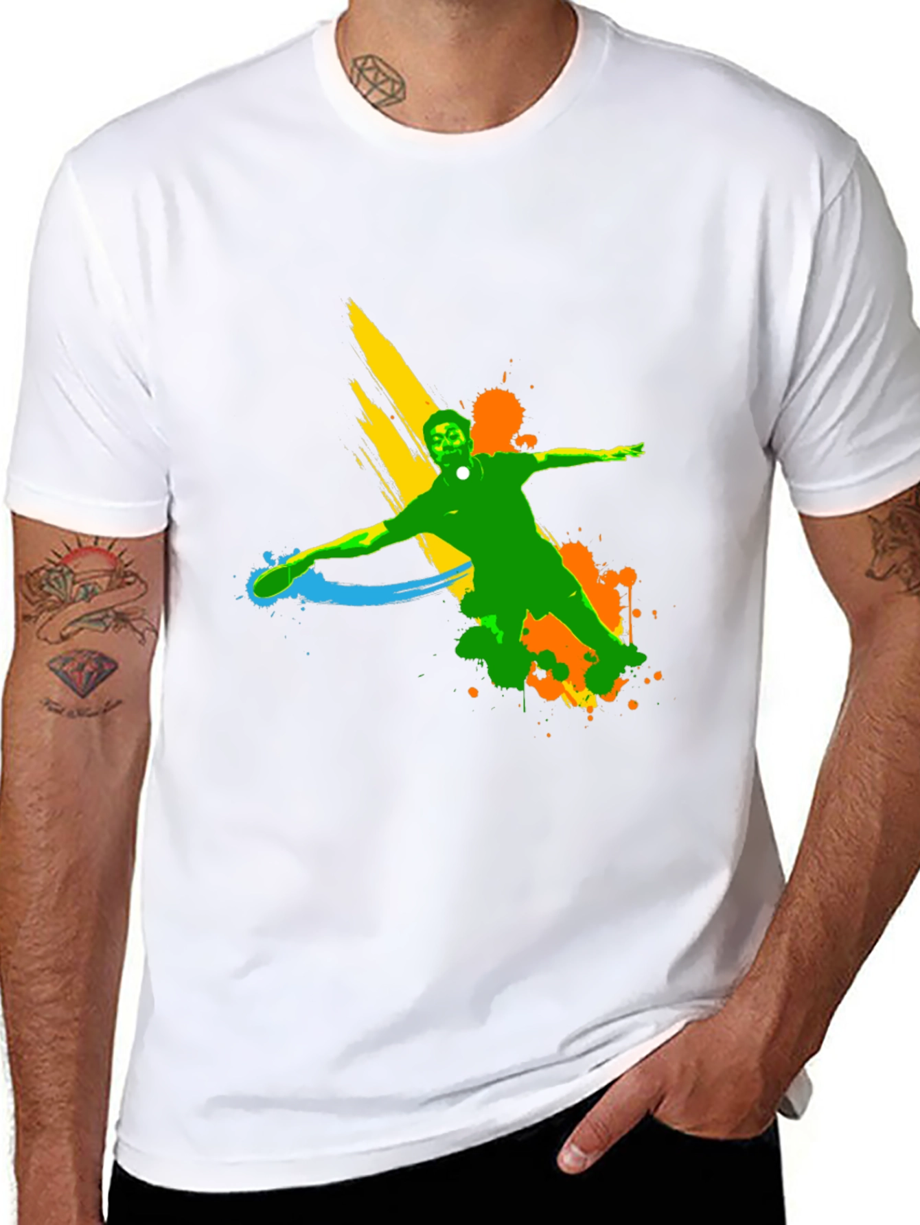 Abstract Splash Tennis Graphic Black T-Shirt