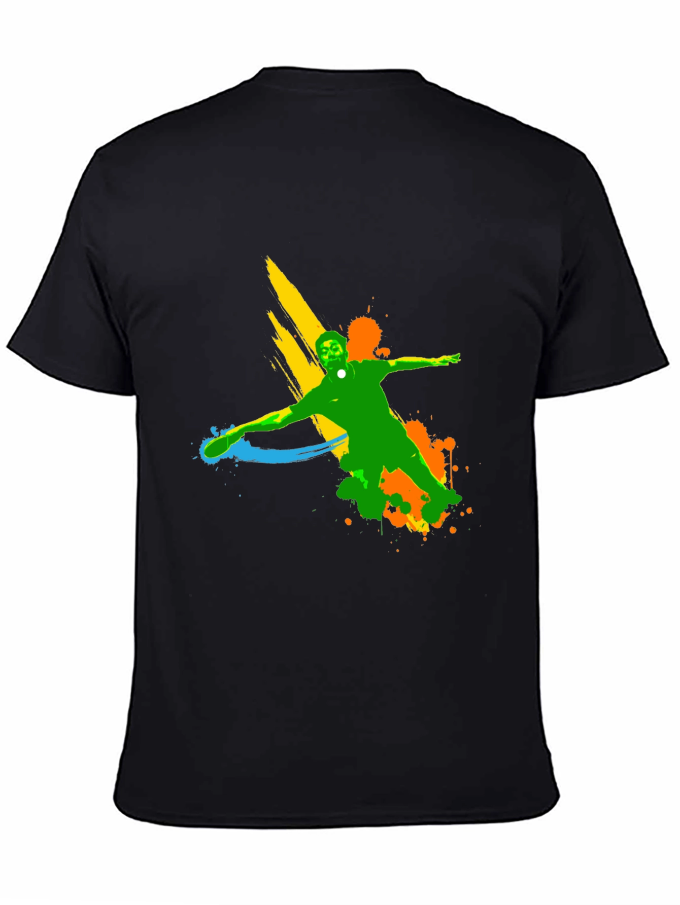 Abstract Splash Tennis Graphic Black T-Shirt