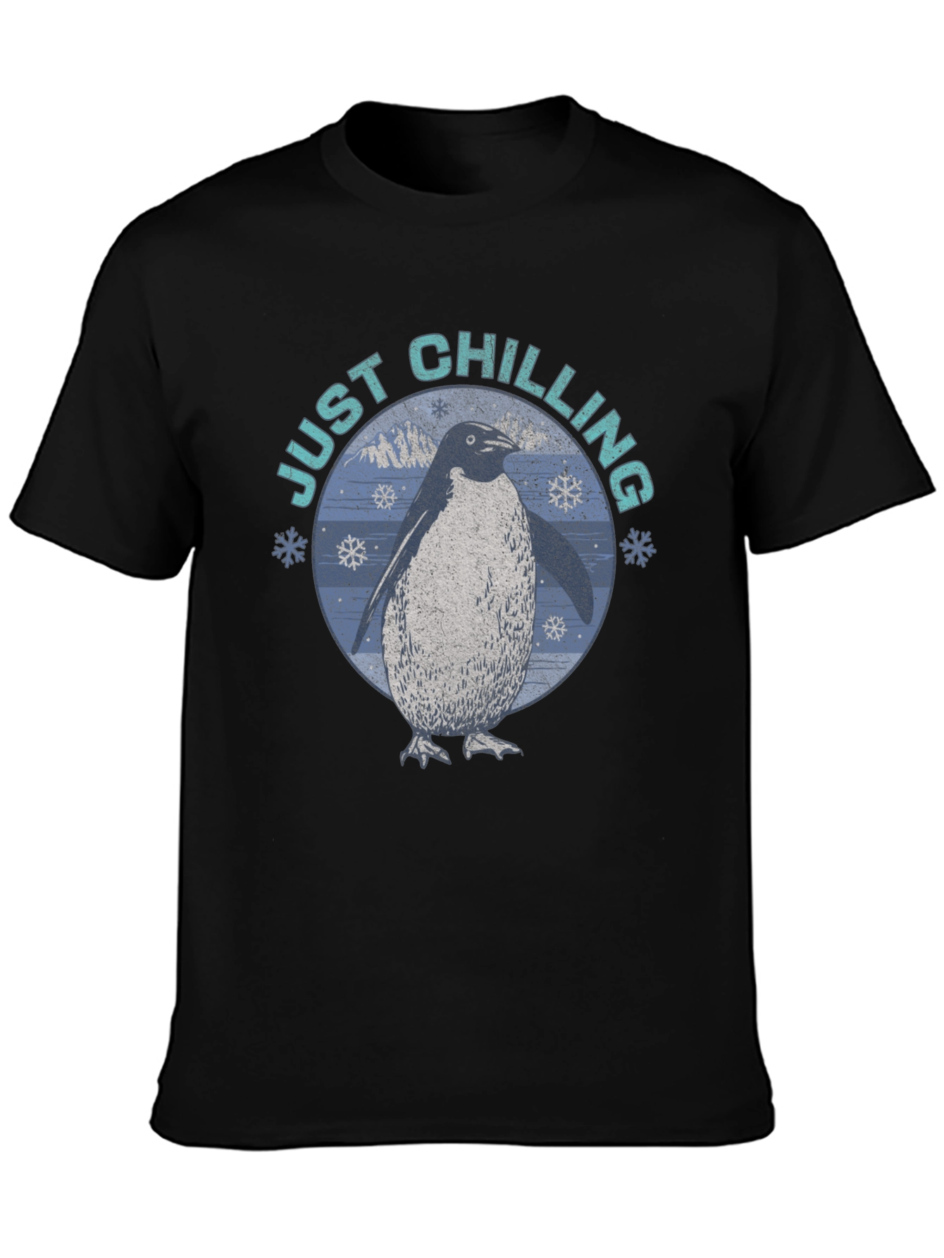 Just Chilling Penguin Graphic Tee - Black
