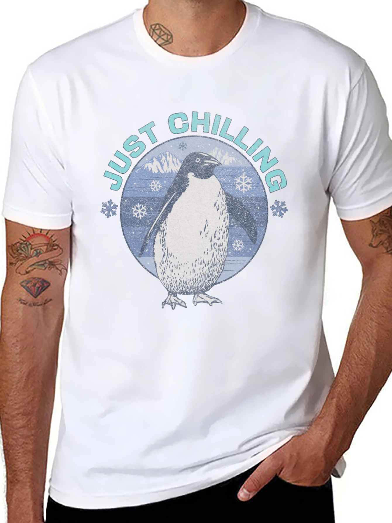 Just Chilling Penguin Graphic Tee - Black