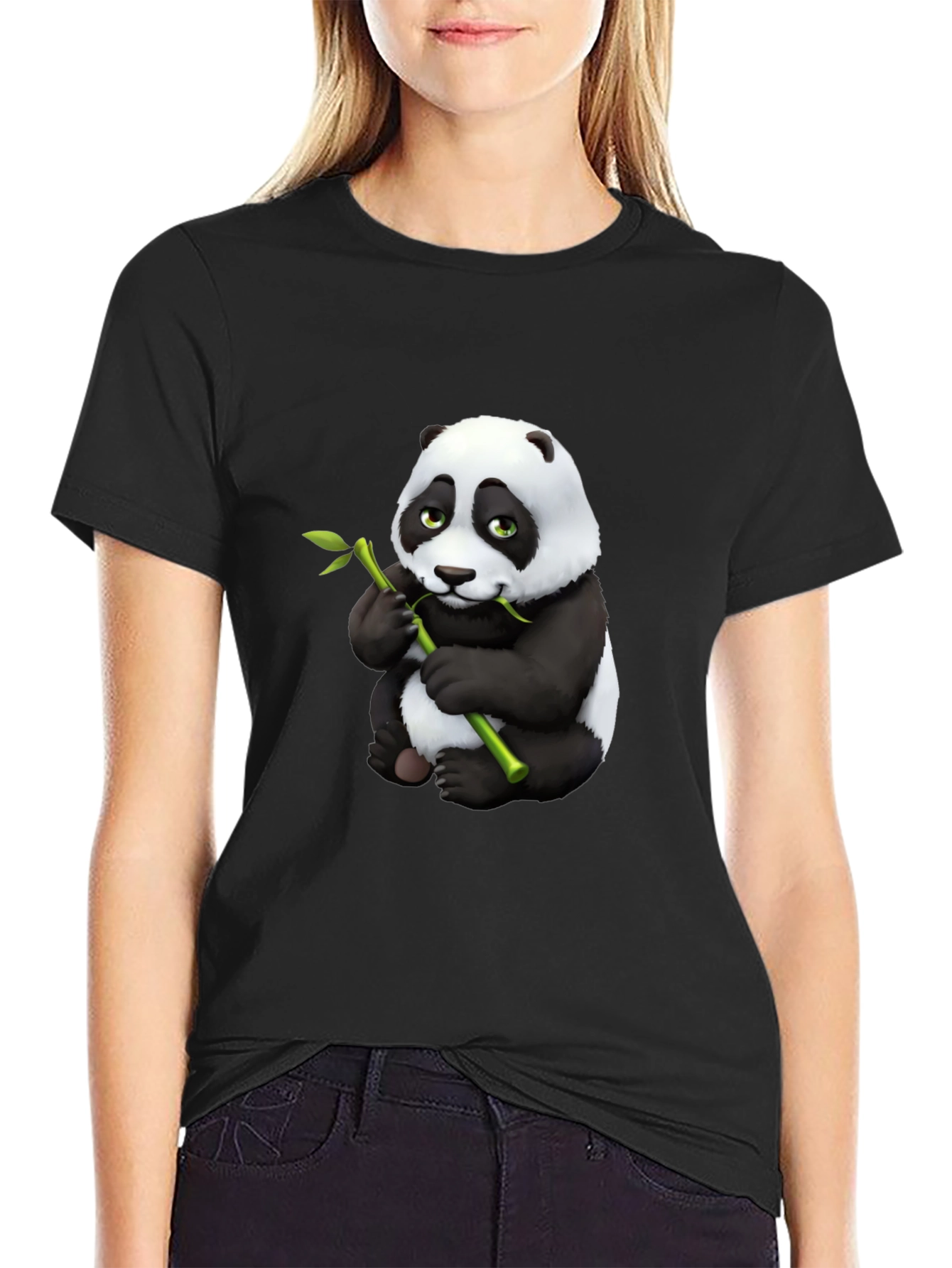 Panda Bear Graphic Tee - Black