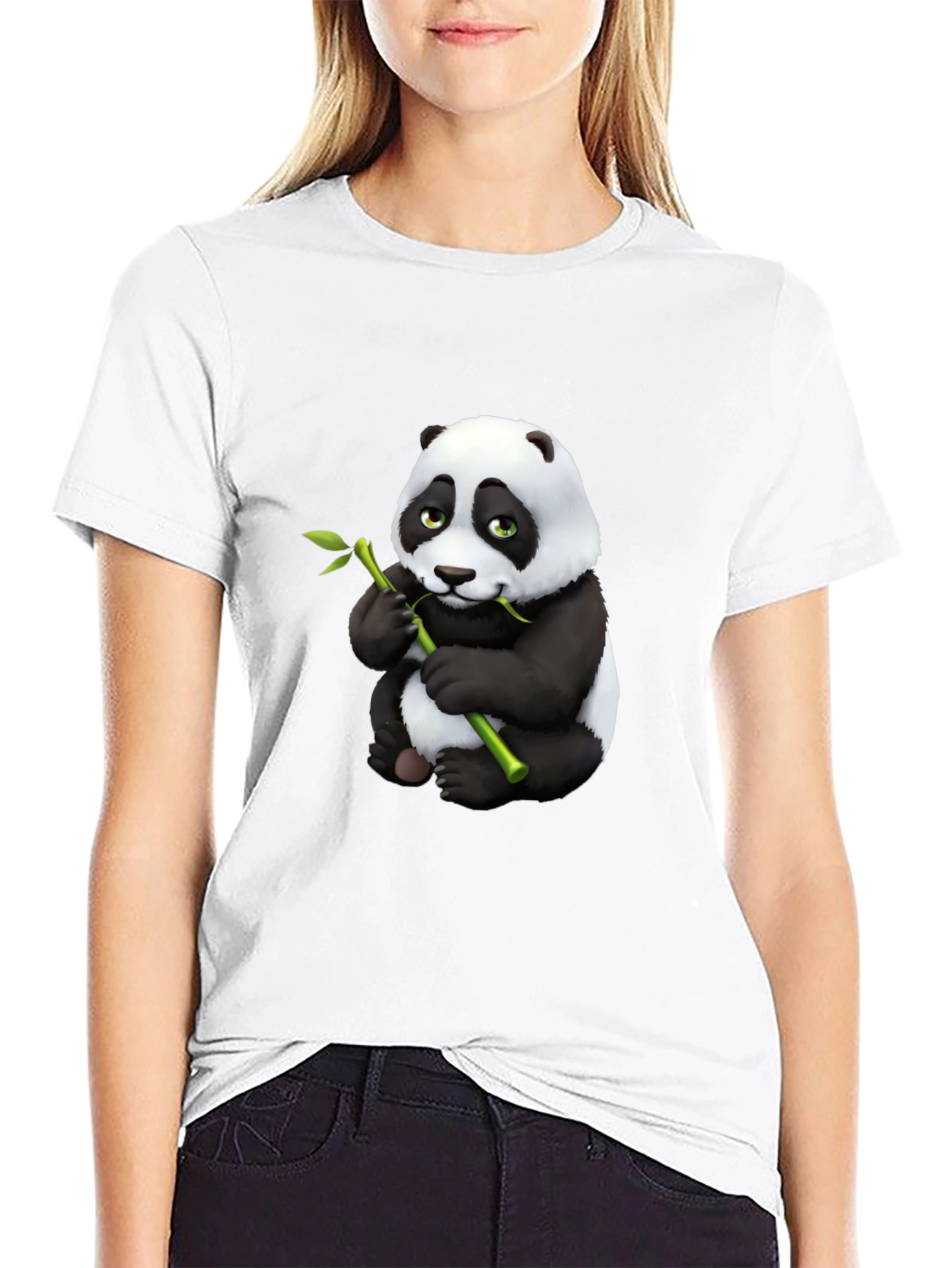 Panda Bear Graphic Tee - Black