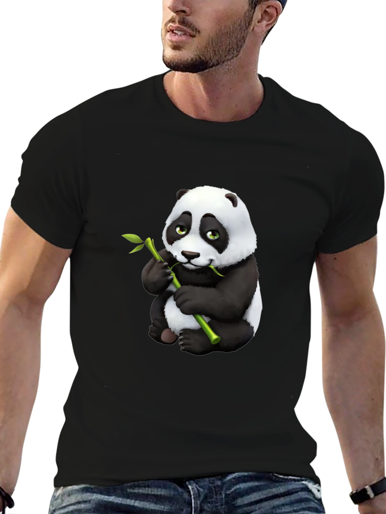Panda Bear Graphic Tee - Black