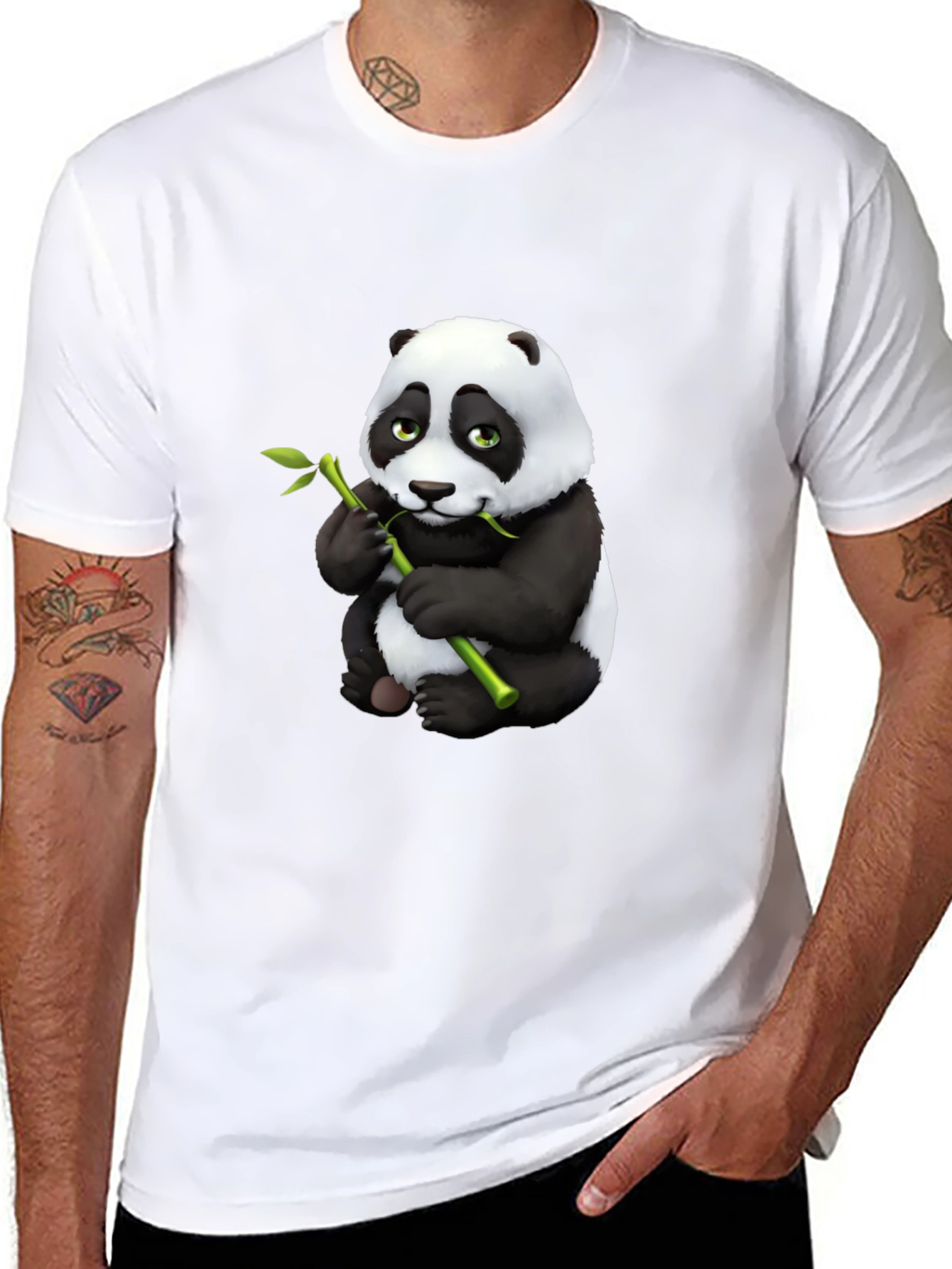 Panda Bear Graphic Tee - Black