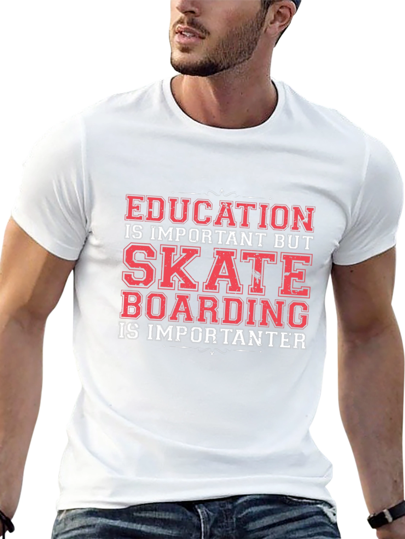 Skateboarding Graphic Tee - Education is Important BUT...