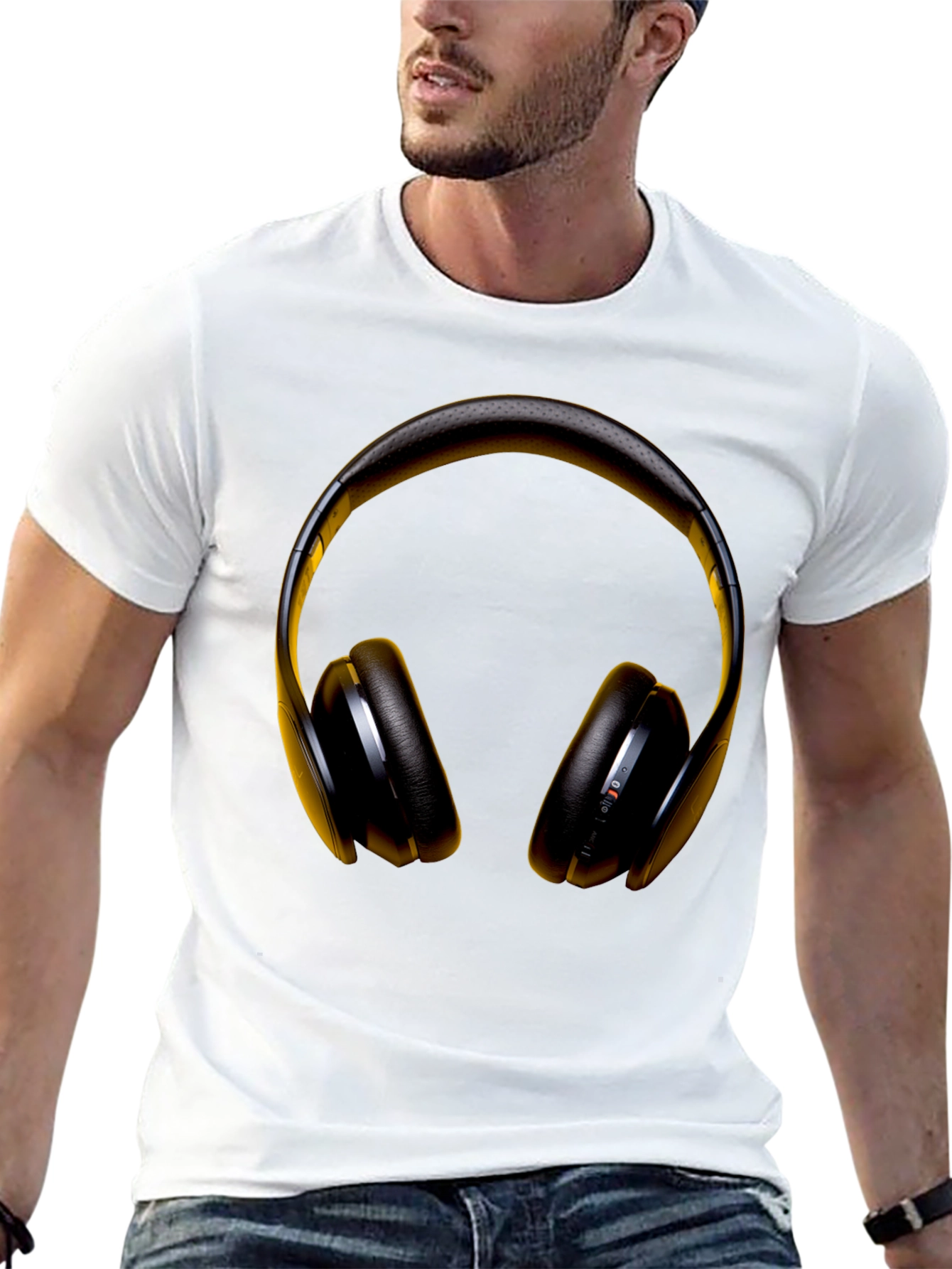 Headphone Graphic Black T-Shirt