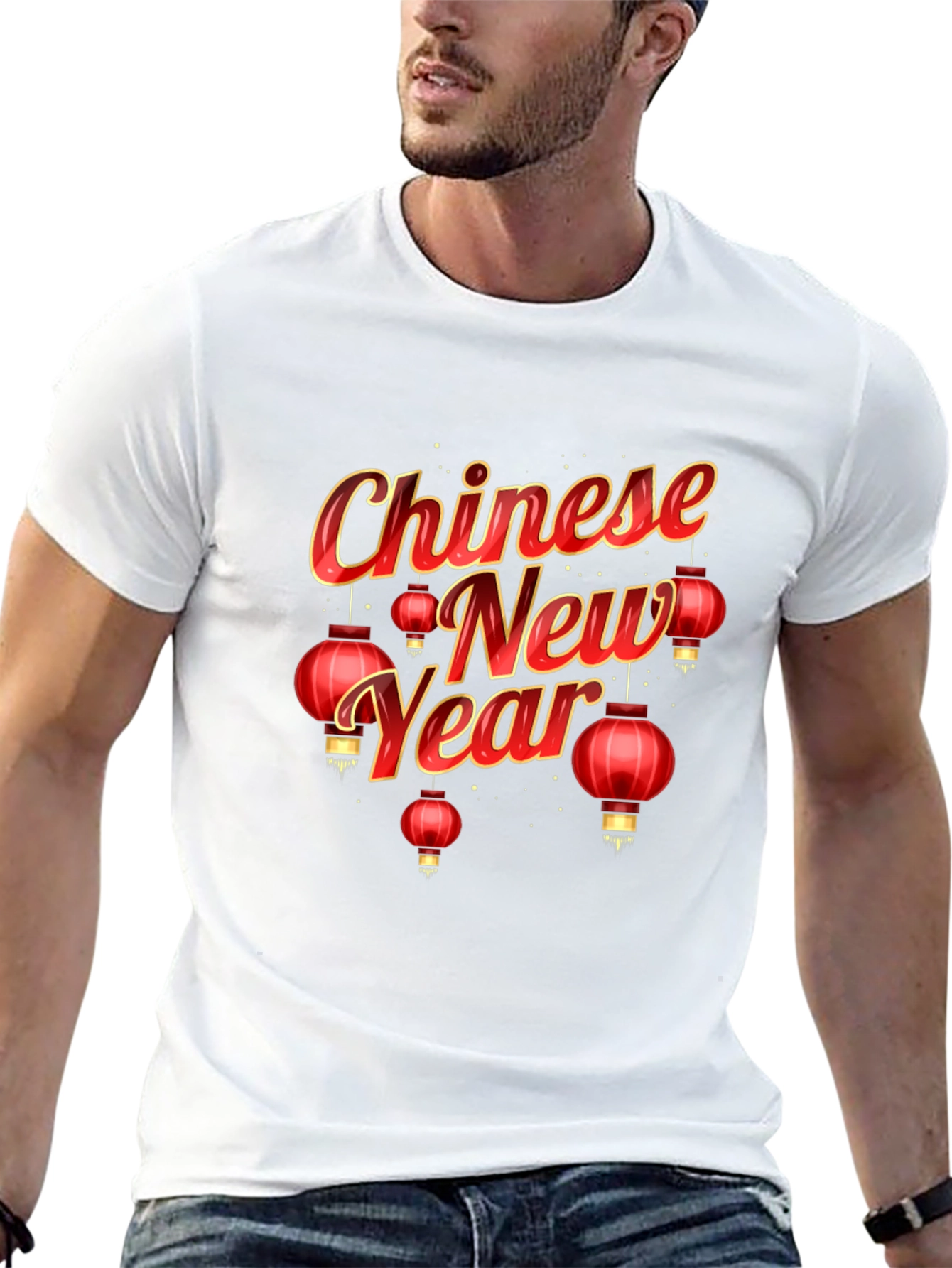 Chinese New Year Graphic Tee - Black Cotton Blend