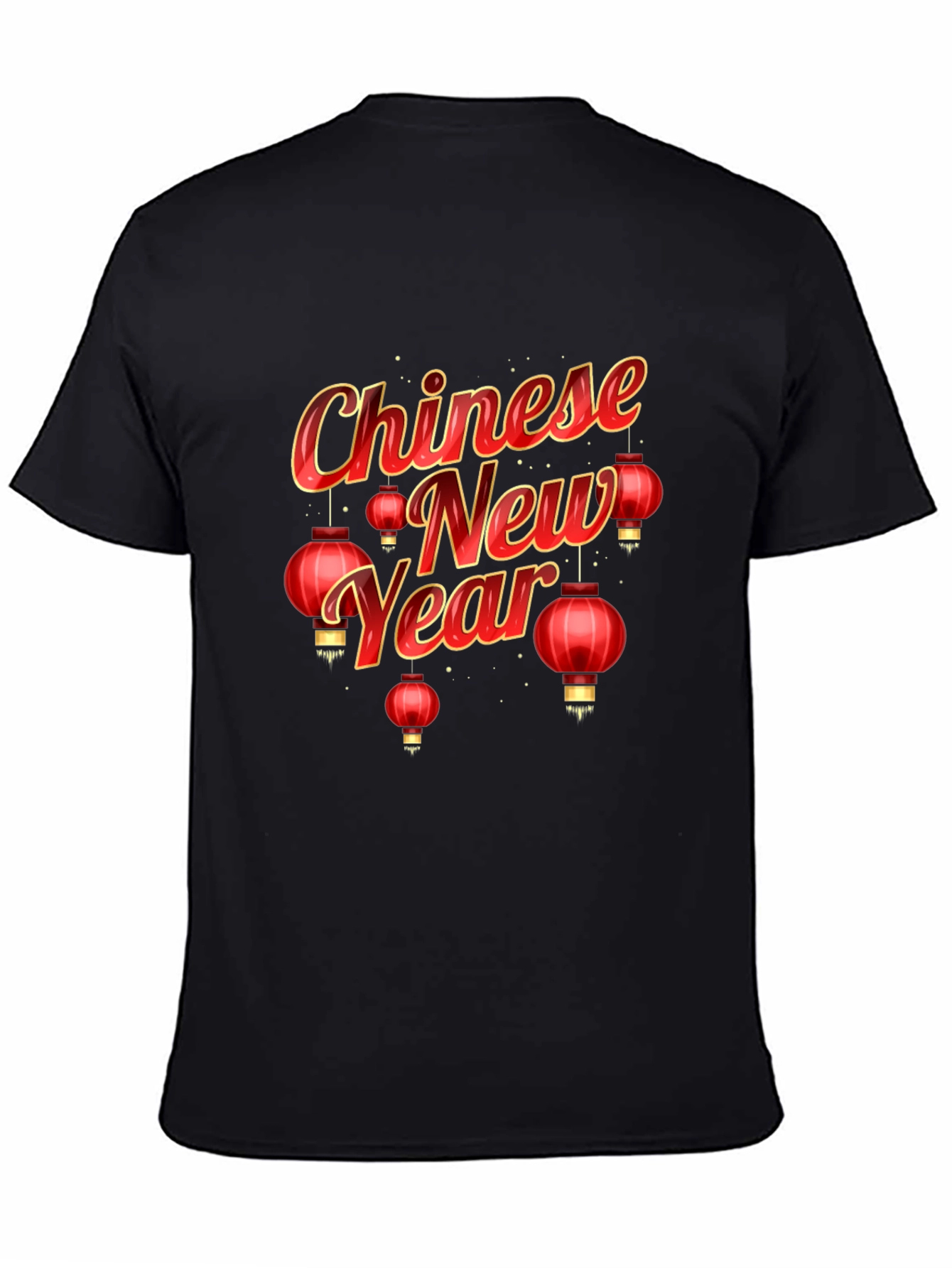 Chinese New Year Graphic Tee - Black Cotton Blend