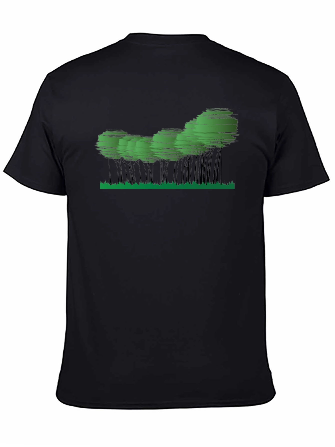 Mens Black Graphic Tee - Abstract Forest Design