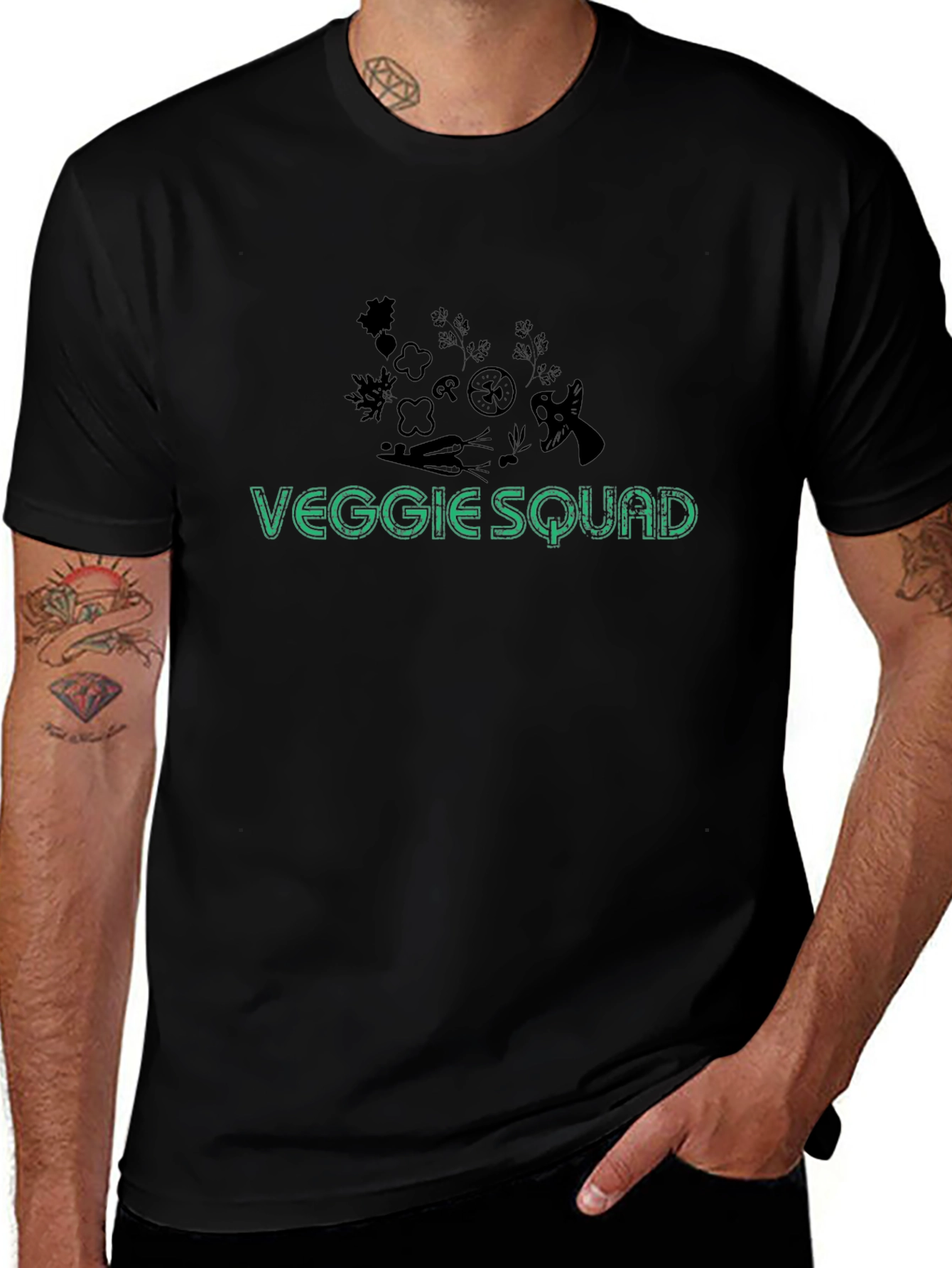Veggie Squad T-Shirt - Black Cotton Blend