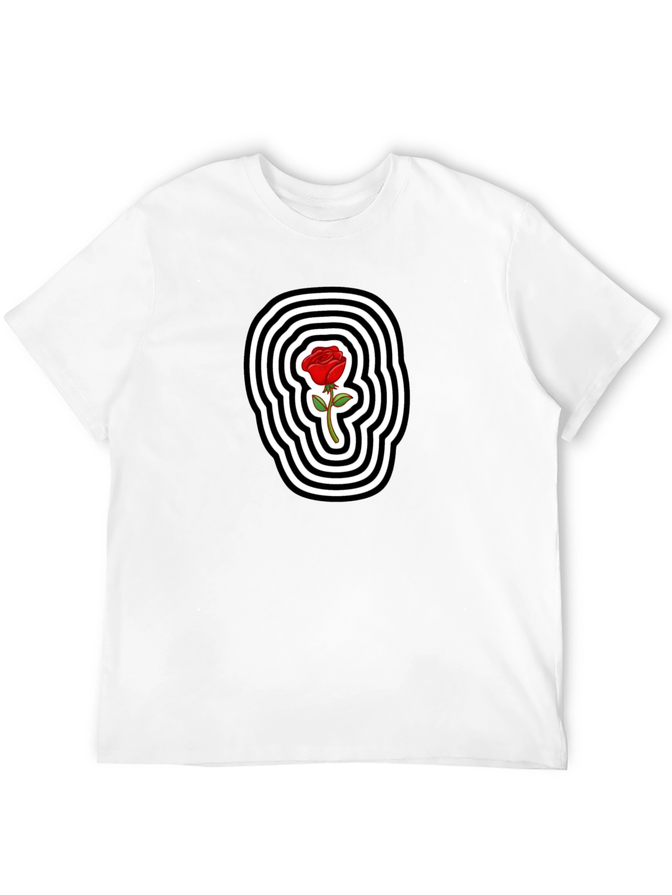 Rose Graphic Tee - Black Cotton Blend T-Shirt