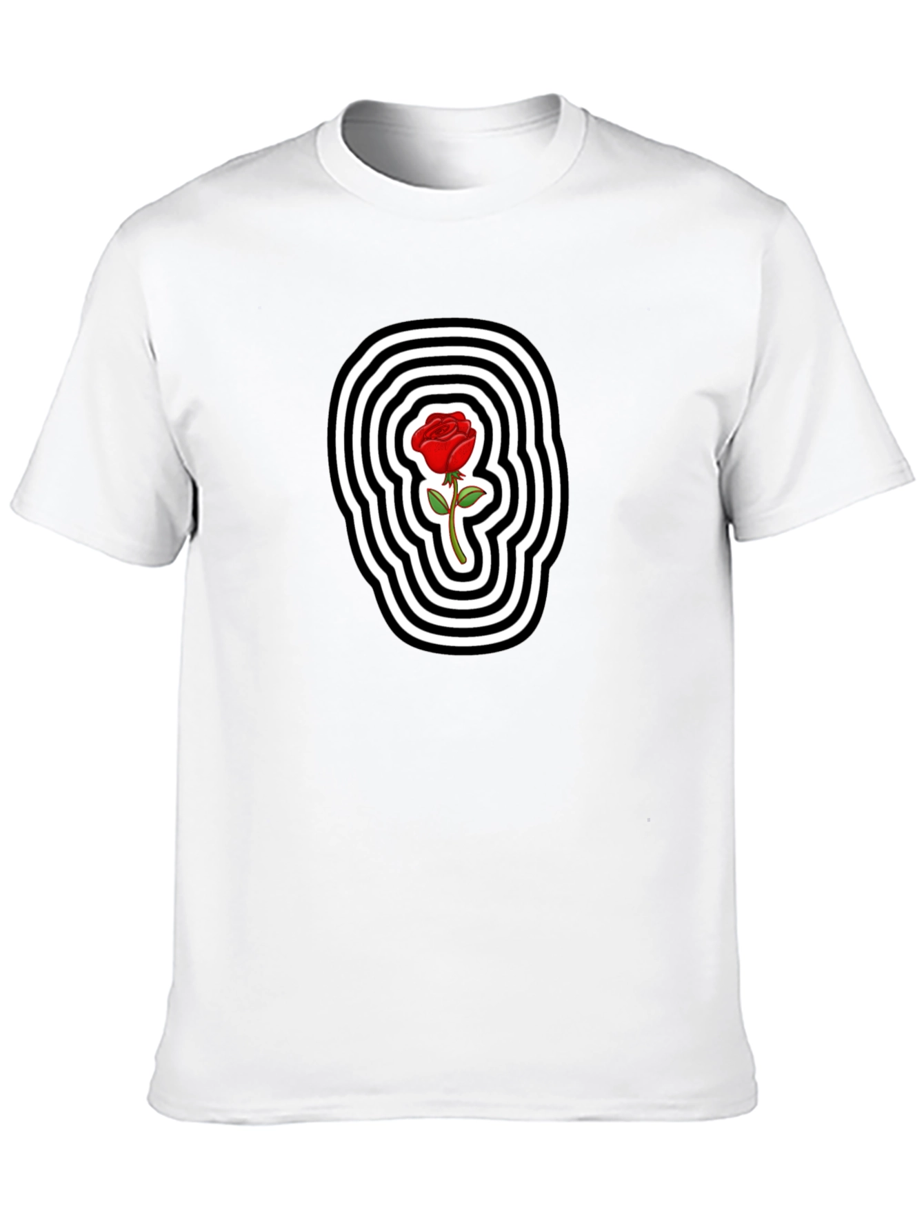 Rose Graphic Tee - Black Cotton Blend T-Shirt
