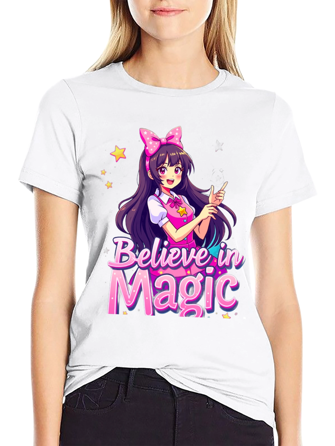 Believe in Magic Anime Girl Graphic T-Shirt