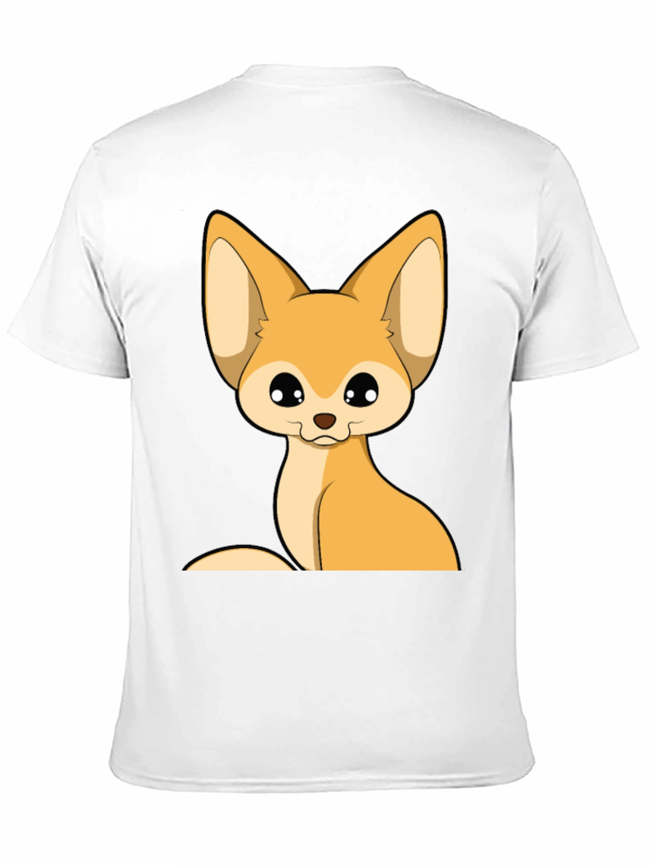 Cute Fennec Fox Graphic Tee - Black Cotton T-Shirt