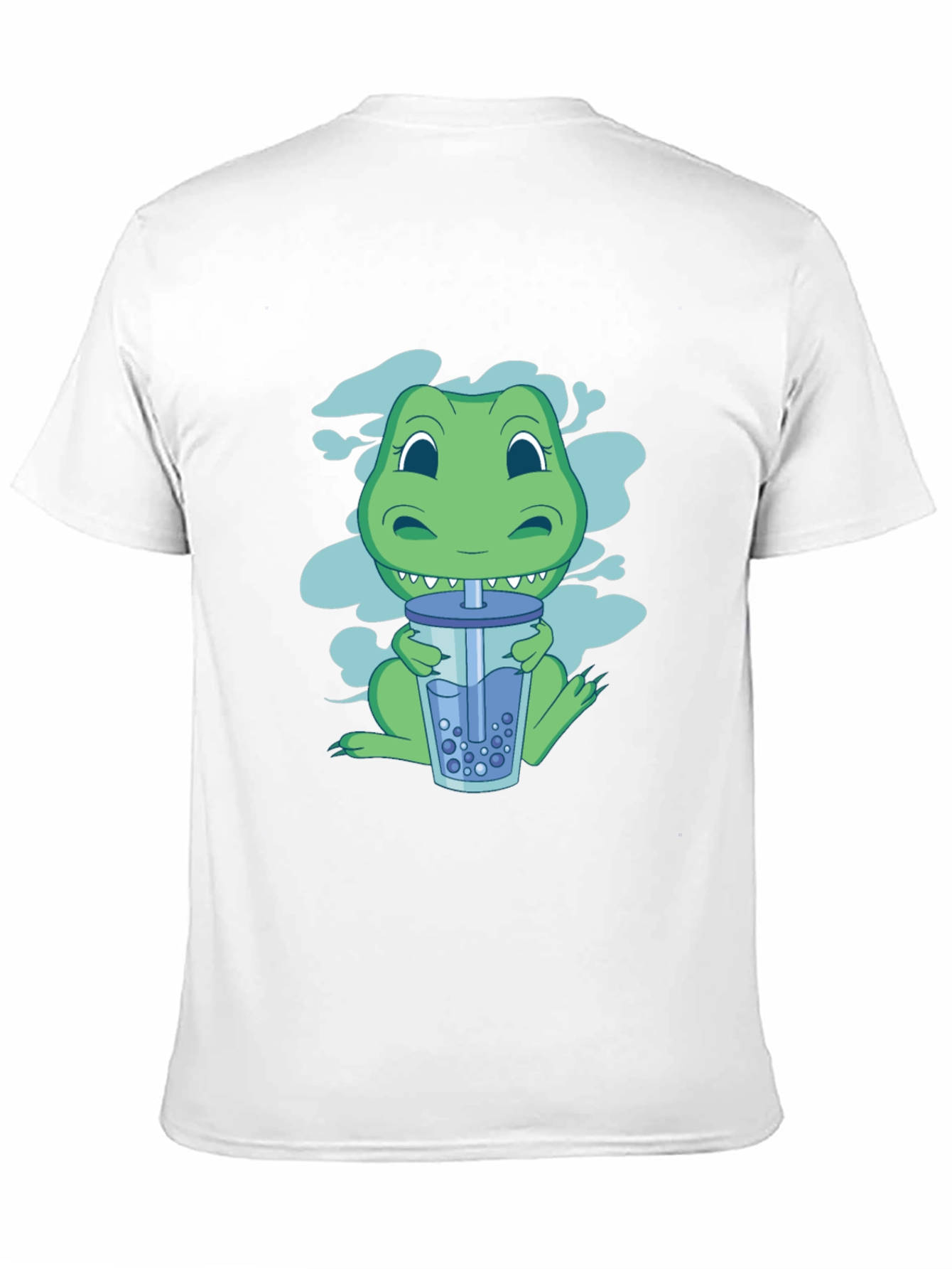Dino Boba Tea Graphic Tee - Black Cotton T-Shirt
