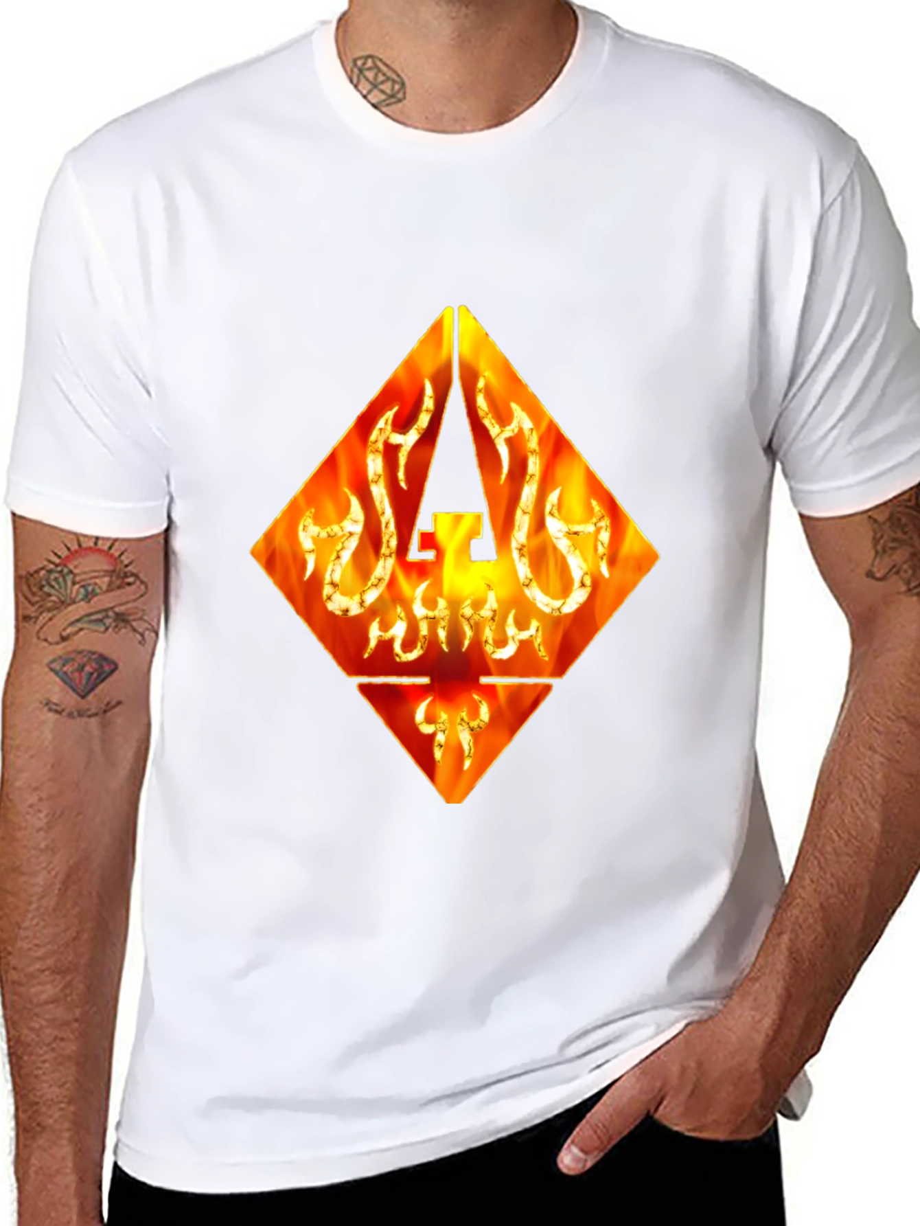 Fiery Diamond Graphic Tee - Black Cotton T-Shirt