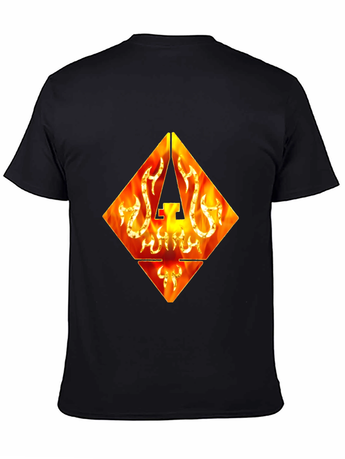 Fiery Diamond Graphic Tee - Black Cotton T-Shirt