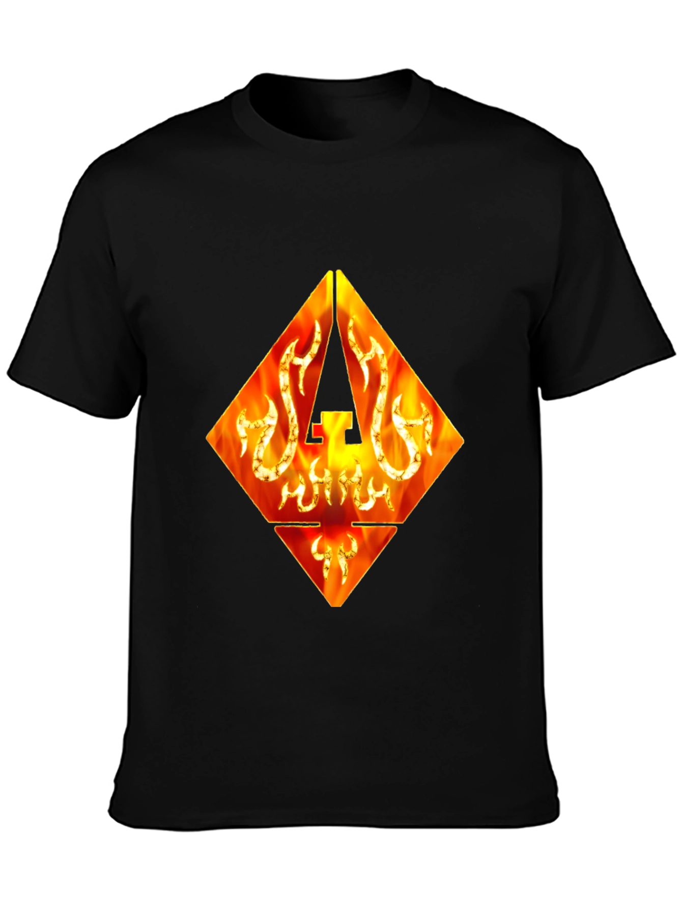 Fiery Diamond Graphic Tee - Black Cotton T-Shirt