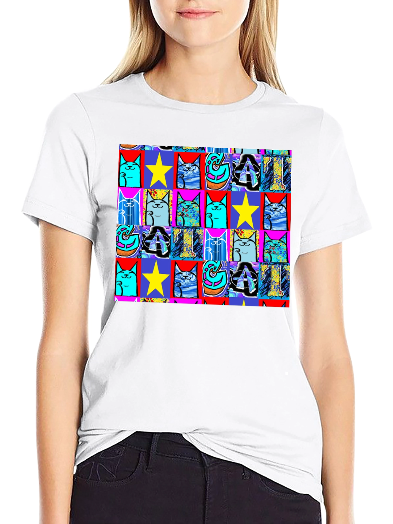 Pop Art Cat & Star T-Shirt