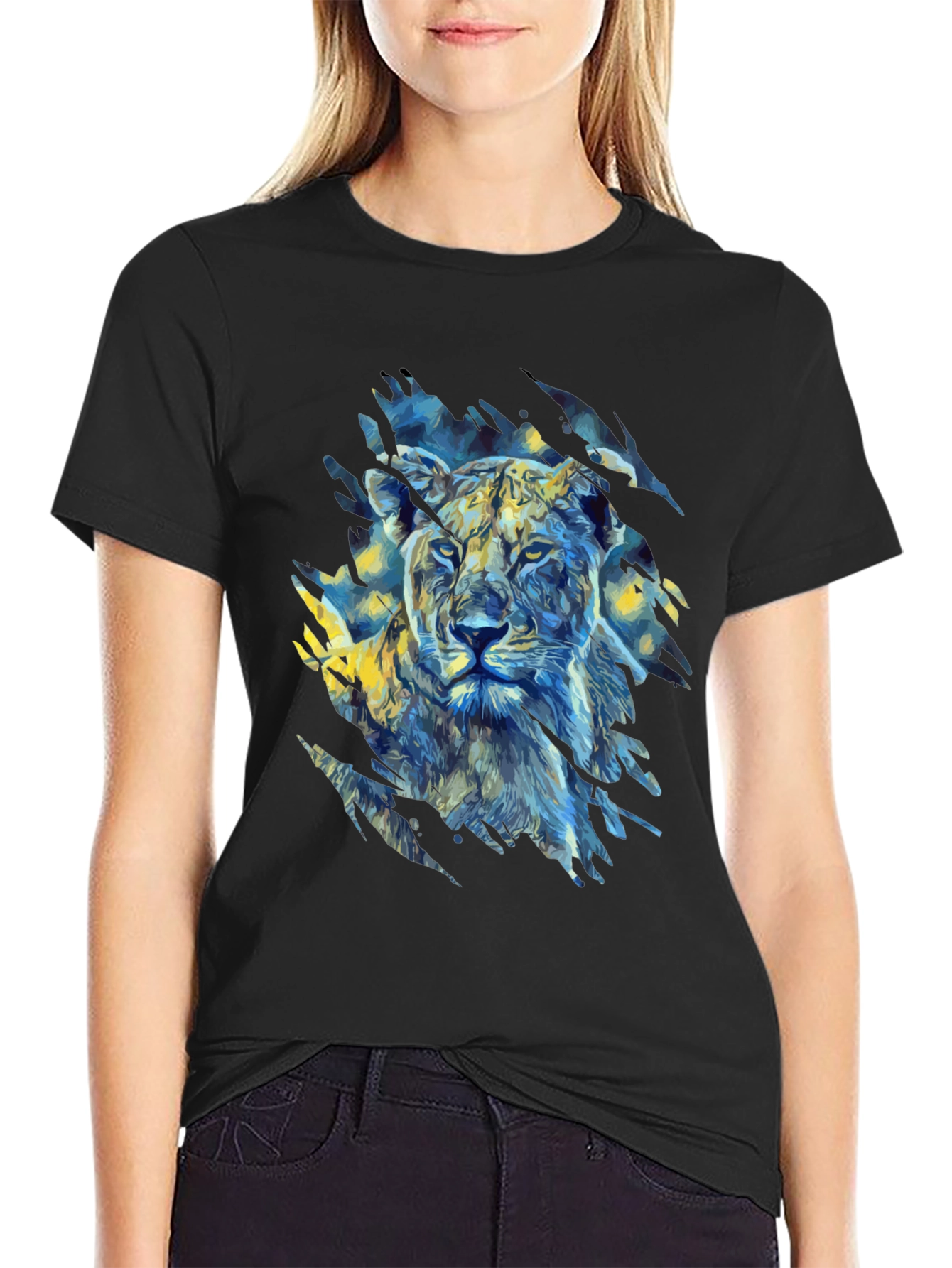 Lion Art Graphic Print T-Shirt