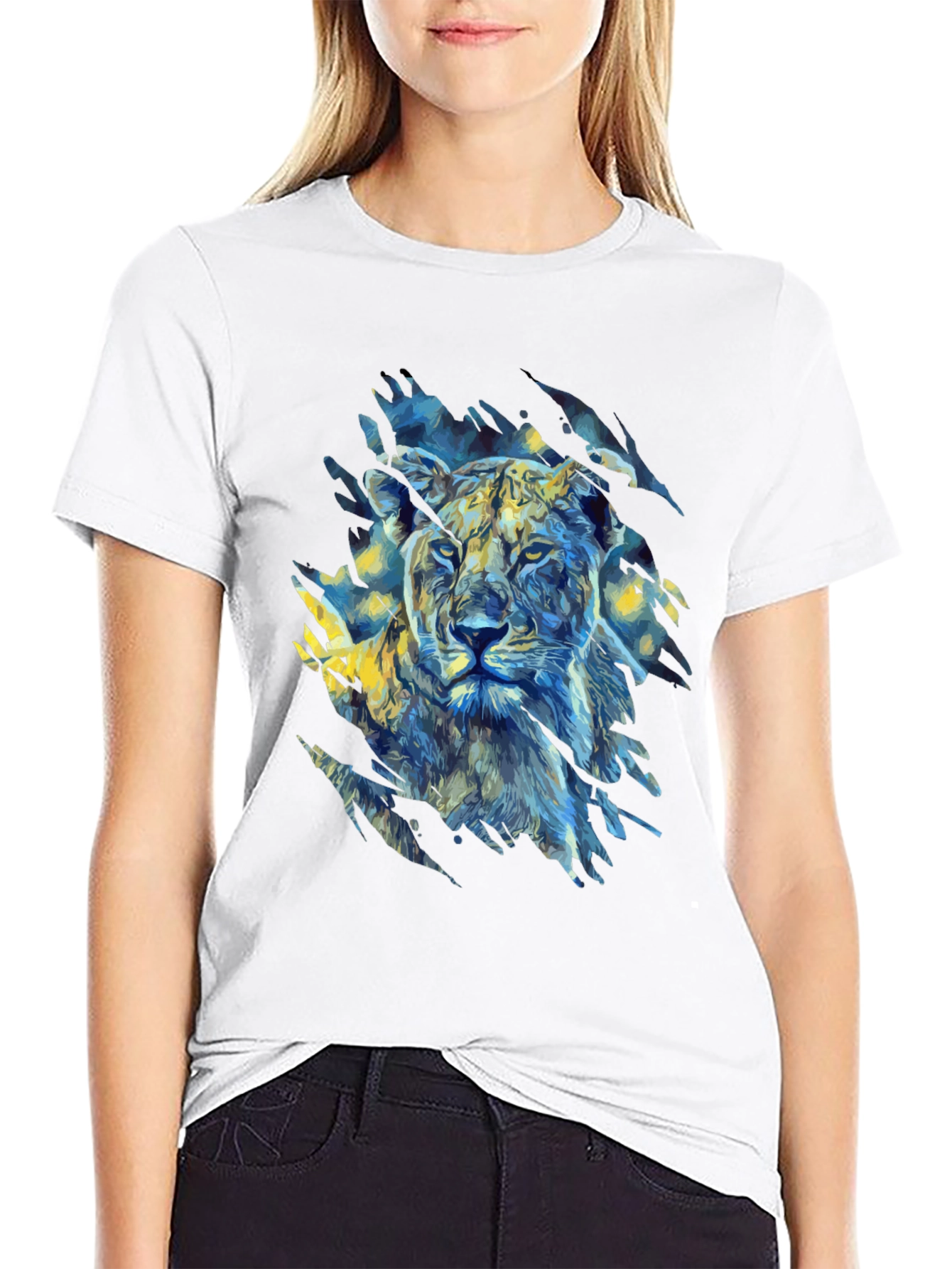 Lion Art Graphic Print T-Shirt
