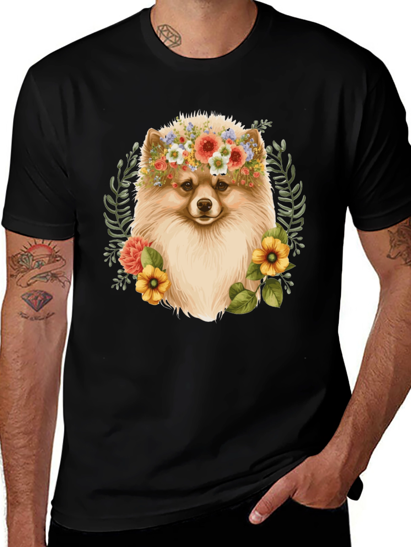 Dog Floral Crown T-Shirt
