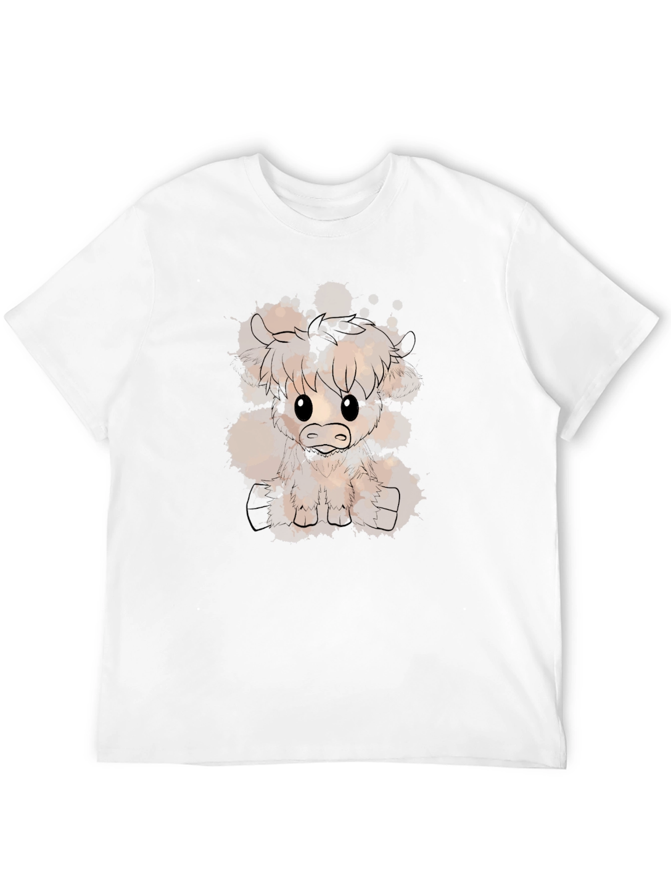 Cute Highland Cow Art T-Shirt - Black
