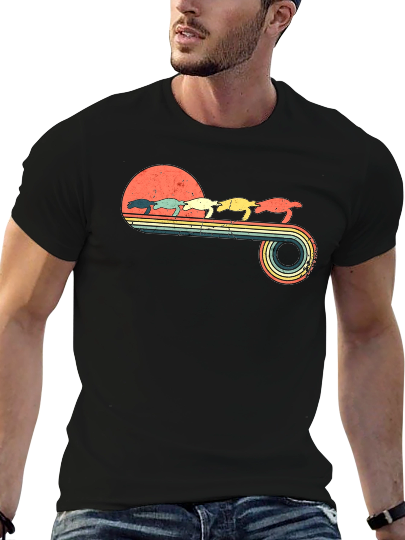 Retro Turtle Sunset T-Shirt - Eco-Friendly Design