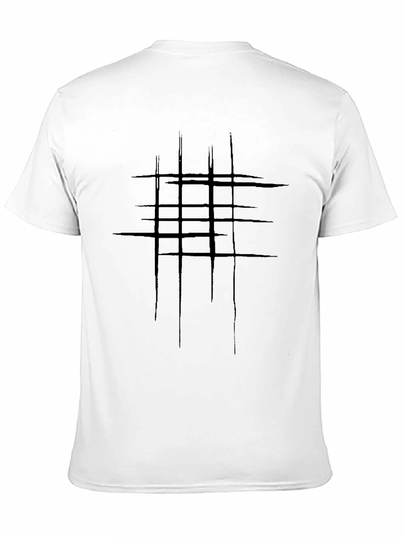 Mens Black Graphic Tee - Abstract Line Design