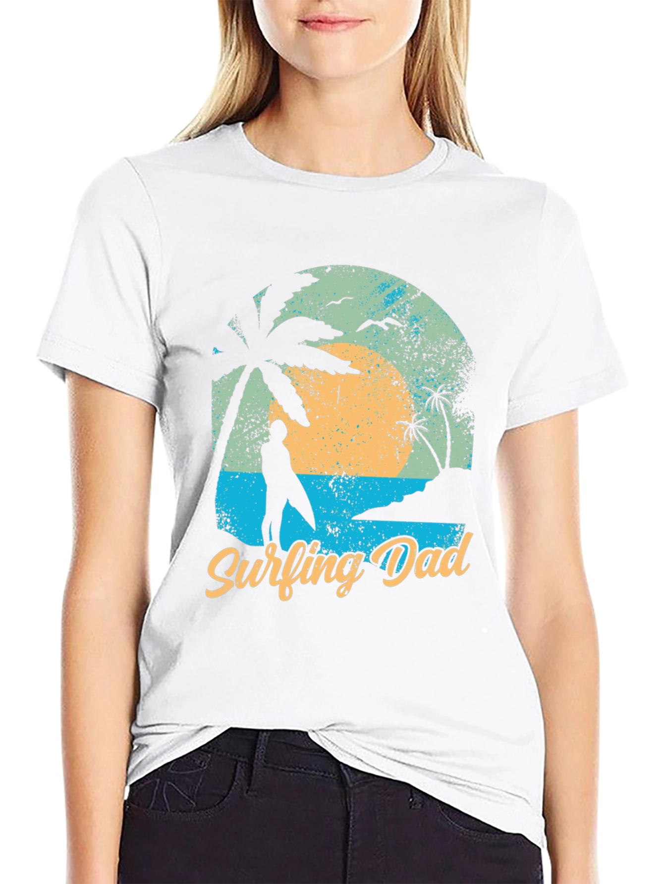Surfing Dad Black Graphic Tee