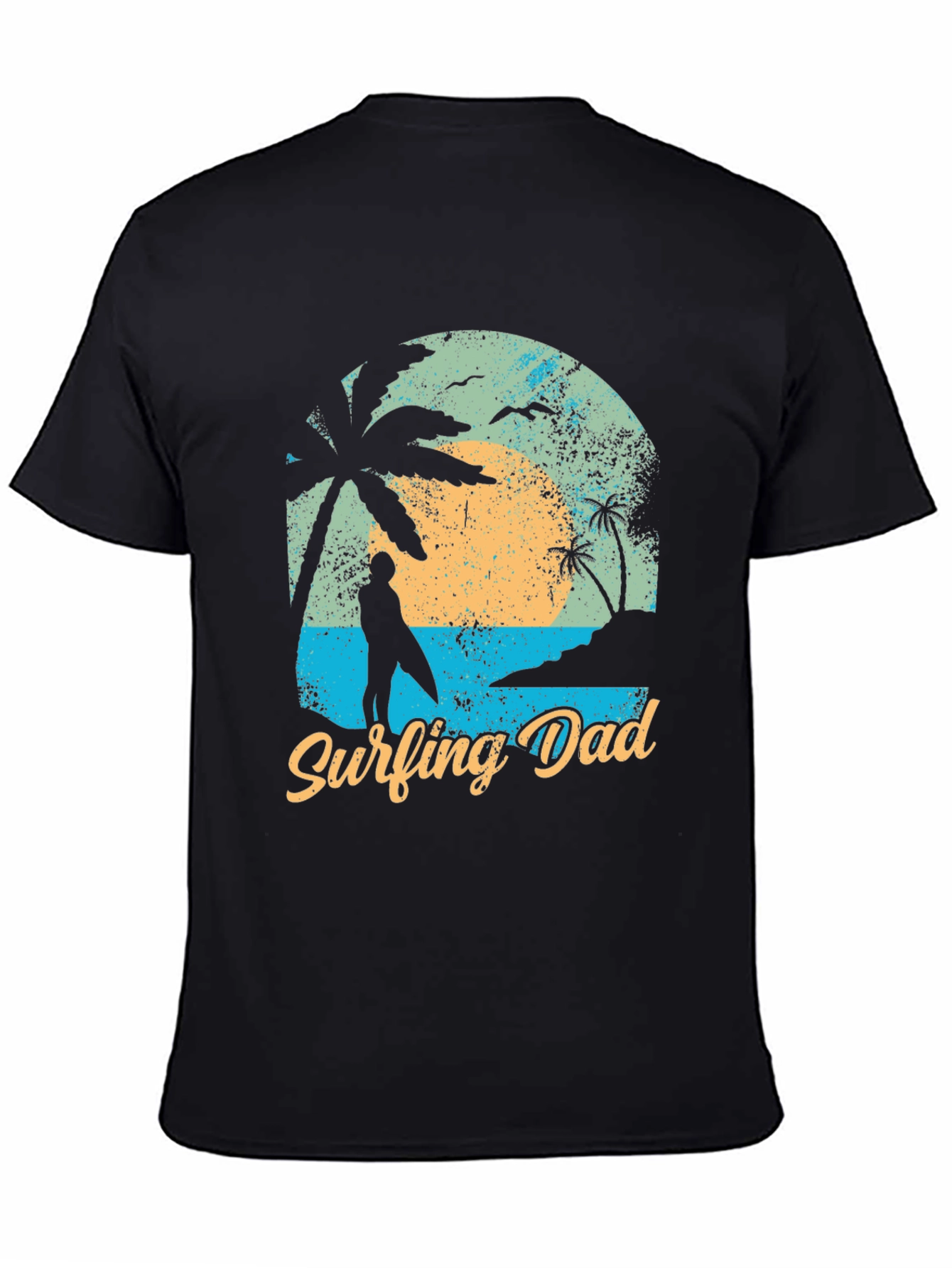 Surfing Dad Black Graphic Tee